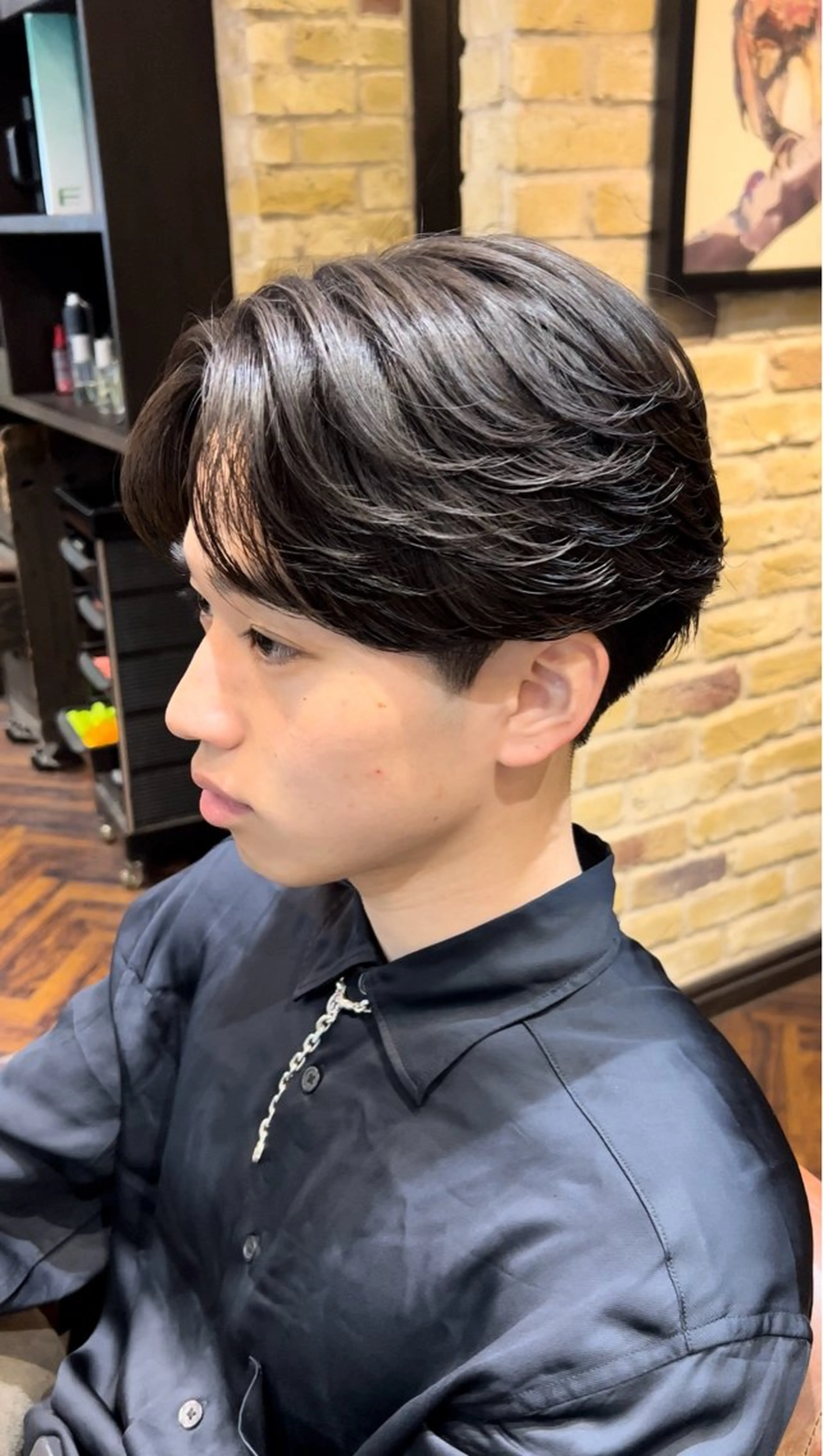 ショート パーマ ニュアンスパーマ パーマ モナン新宿所属・曲がる縮毛 メンズ 毛流れ 佐々木 優のヘアスタイル