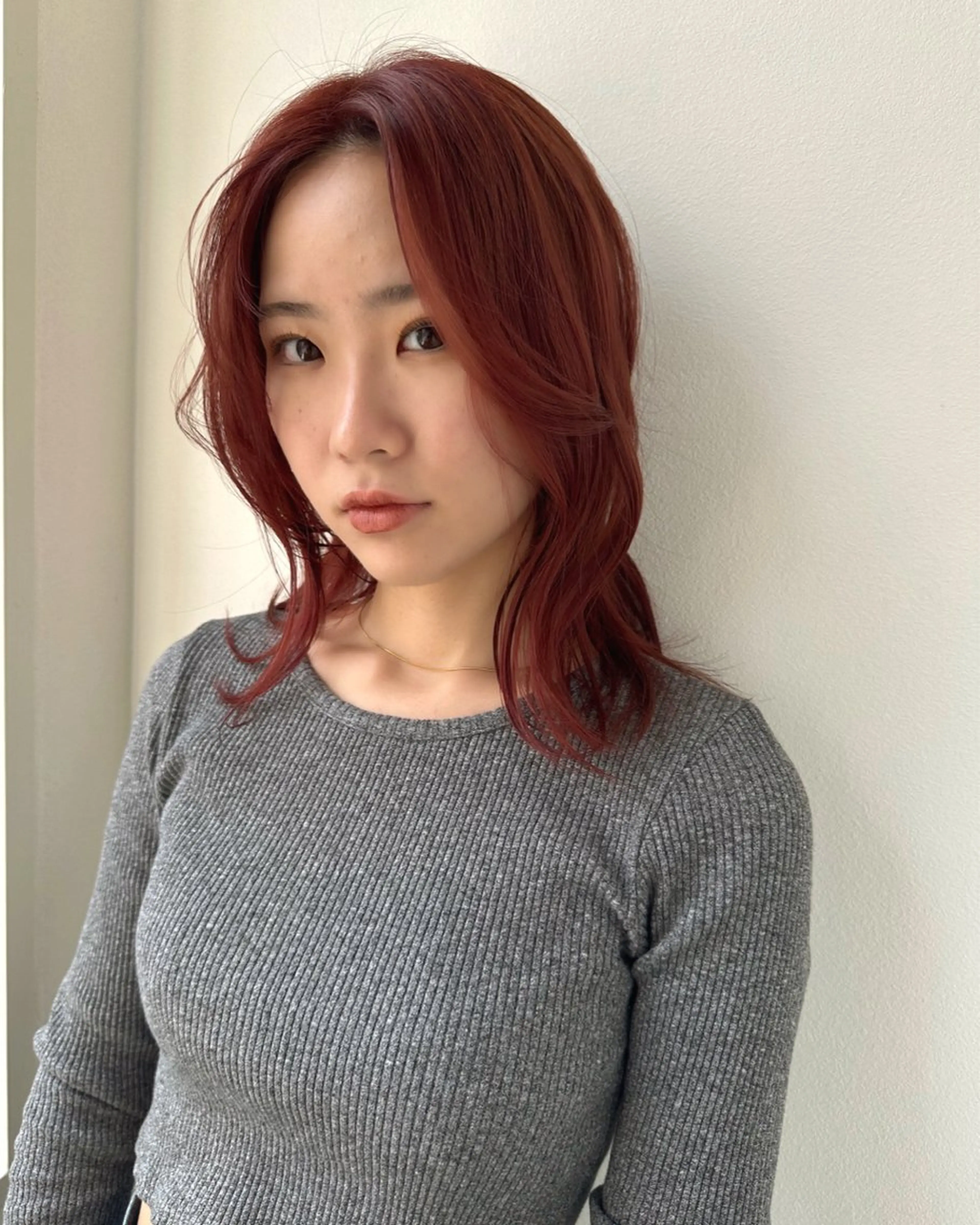 ミディアム カラー レッドカラー Sherry/R 三川町　木村祐里奈のヘアスタイル