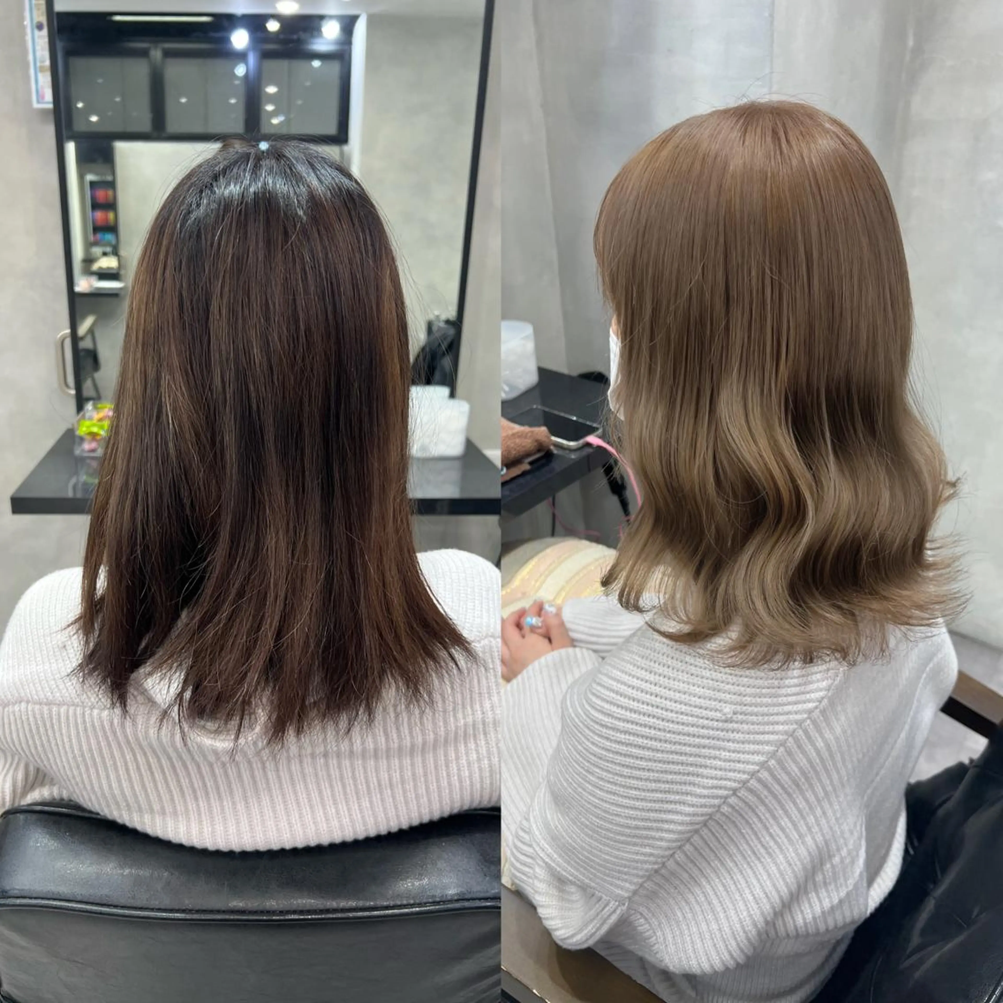 ミディアム カラー ヘアアレンジ シールエクステ アディクシーカラー アッシュ バレイヤージュ ベージュカラー ヘアカラー トリートメント ar+ ❤︎ maiのヘアスタイル