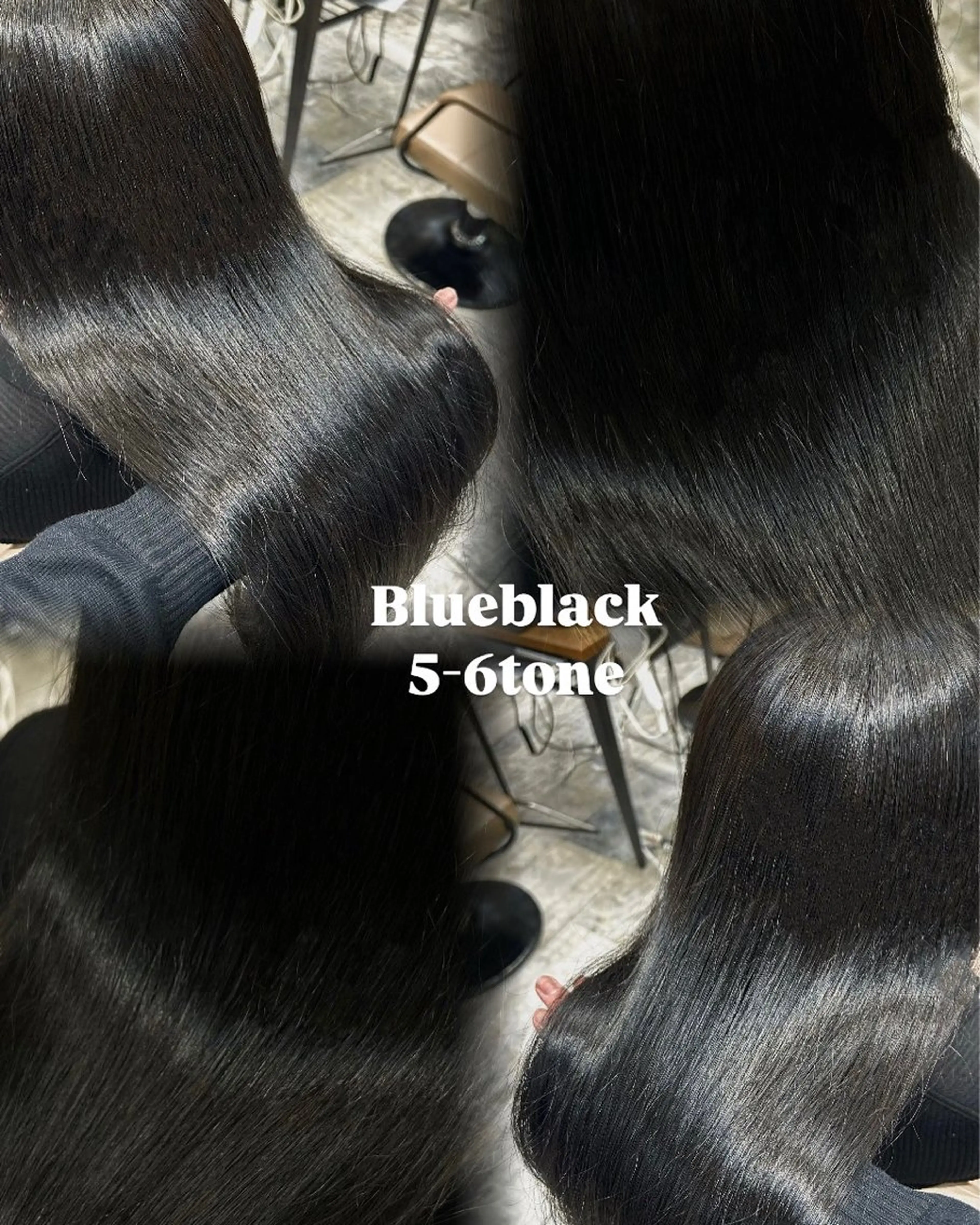 ミディアム カラー 黒髪 ブルーカラー ブルーブラック 和田 茉日琉のヘアスタイル