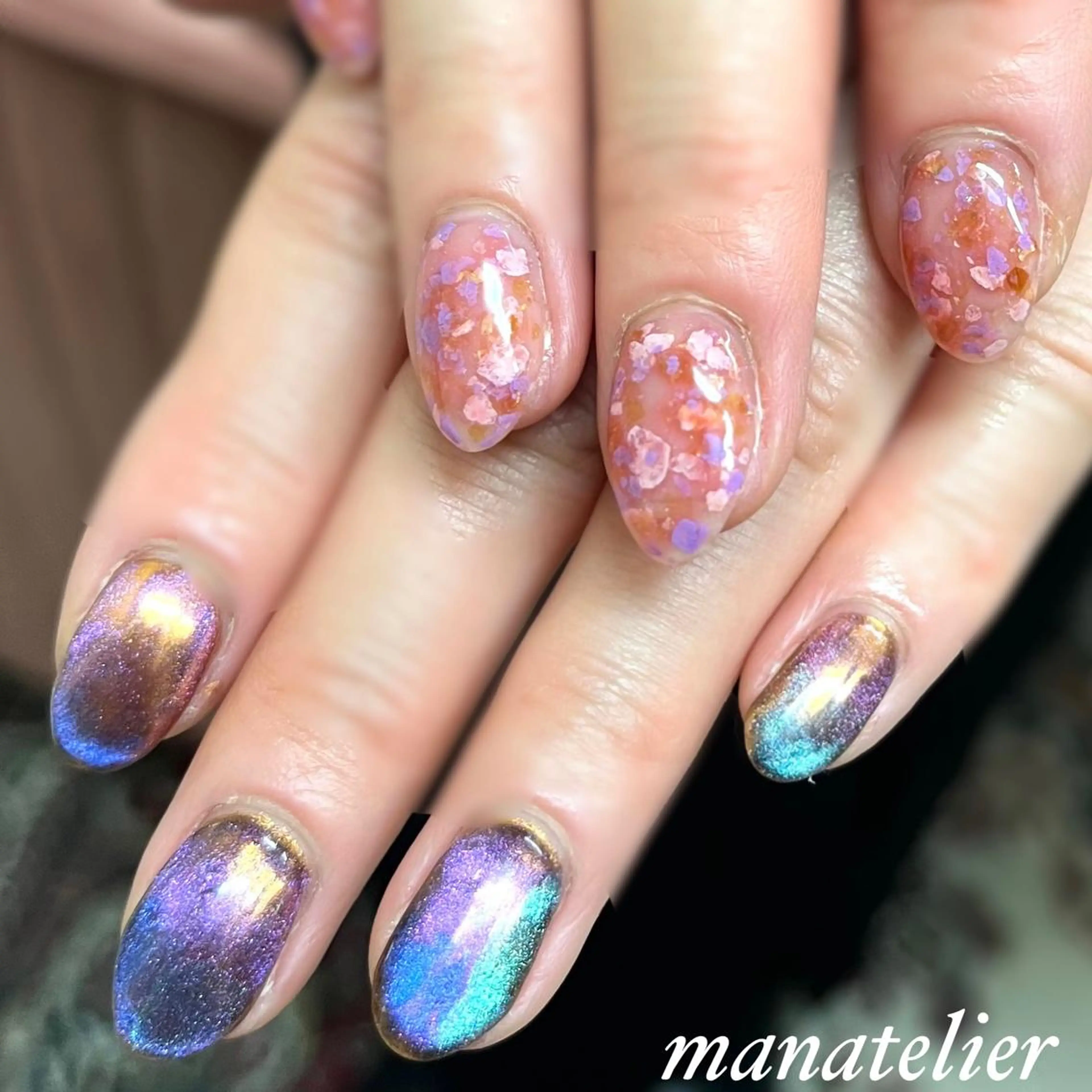 ネイル マグネットネイル ミラーネイル ハンドネイル manatelier マナトリエのネイルデザイン