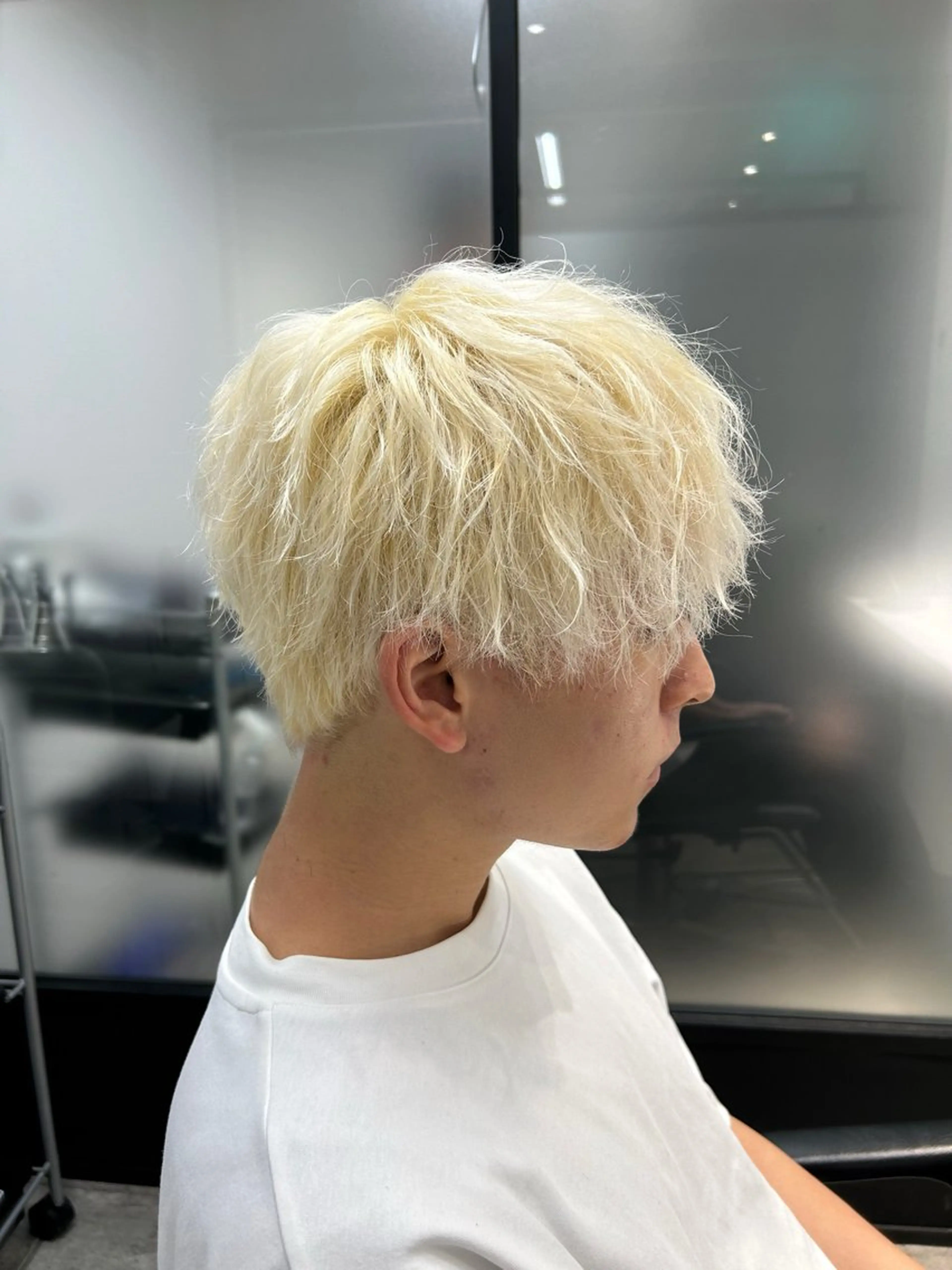 カラー パーマ メンズ メンズブリーチ メンズパーマ 黒髪 ブリーチ ブロンド カット ヘアカラー 渋谷メンズヘア/ 加藤優一のヘアスタイル