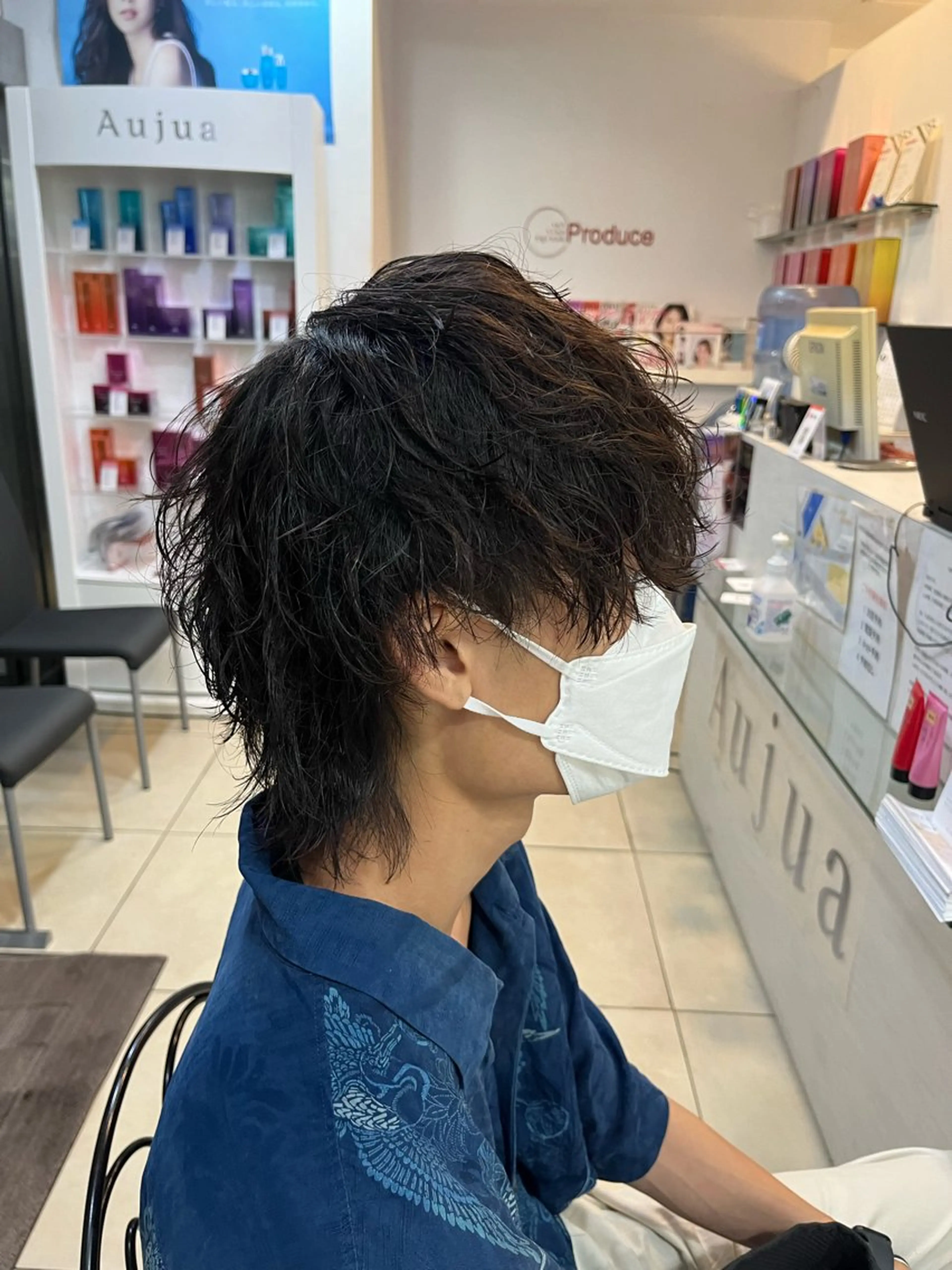 ショート パーマ メンズ マッシュウルフ マッシュ メンズパーマ 波巻きパーマ メンズウルフカット カット パーマ 韓国風メンズ/毛流れ ヘアなら須田龍世のヘアスタイル