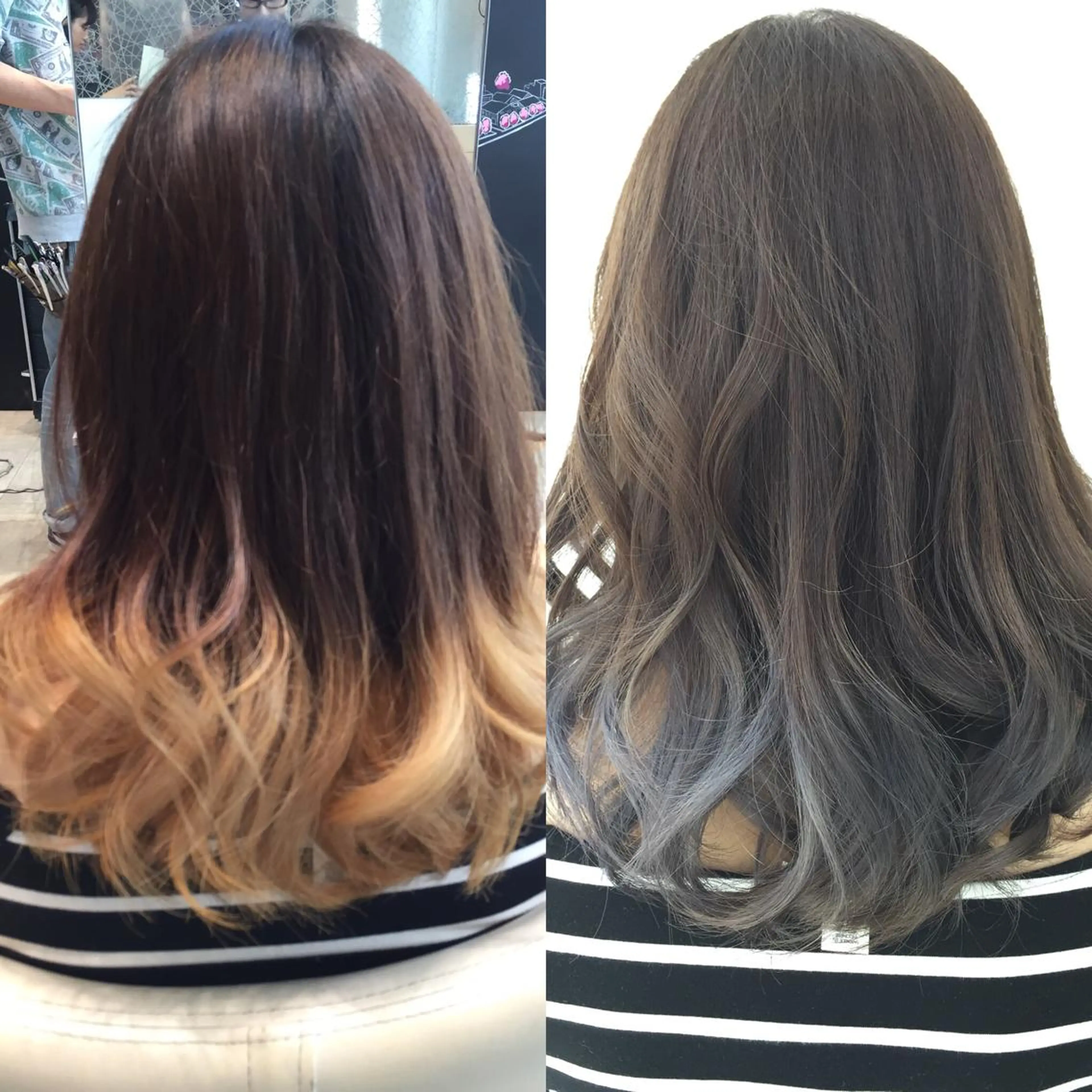 ミディアム セミロング ロング カラー ブルーカラー ブルージュ グラデーションカラー Re:ta KANZOのヘアスタイル