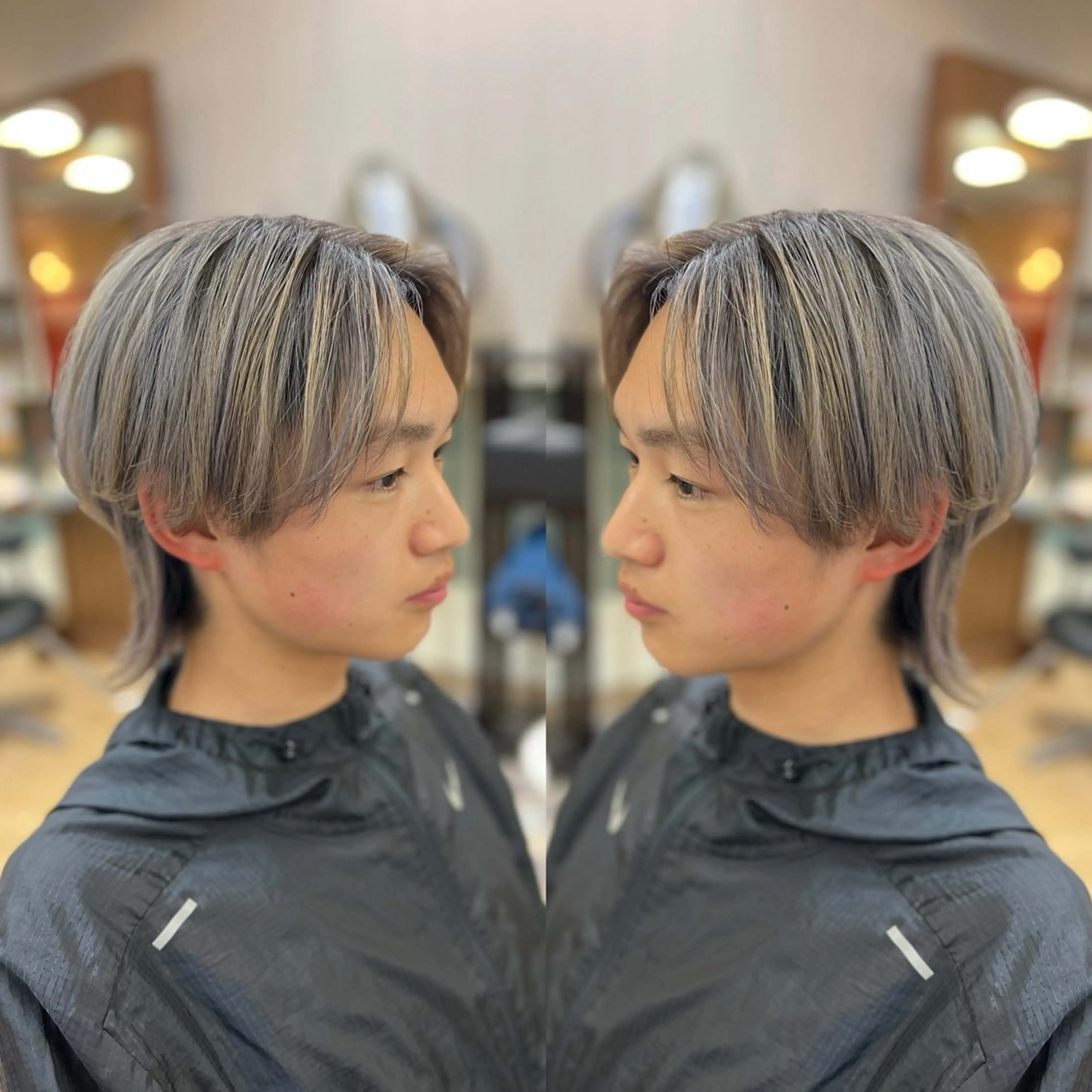 ショート ハイライト Aile所属・酸性ストレート／カラ ー/山下高明のヘアスタイル