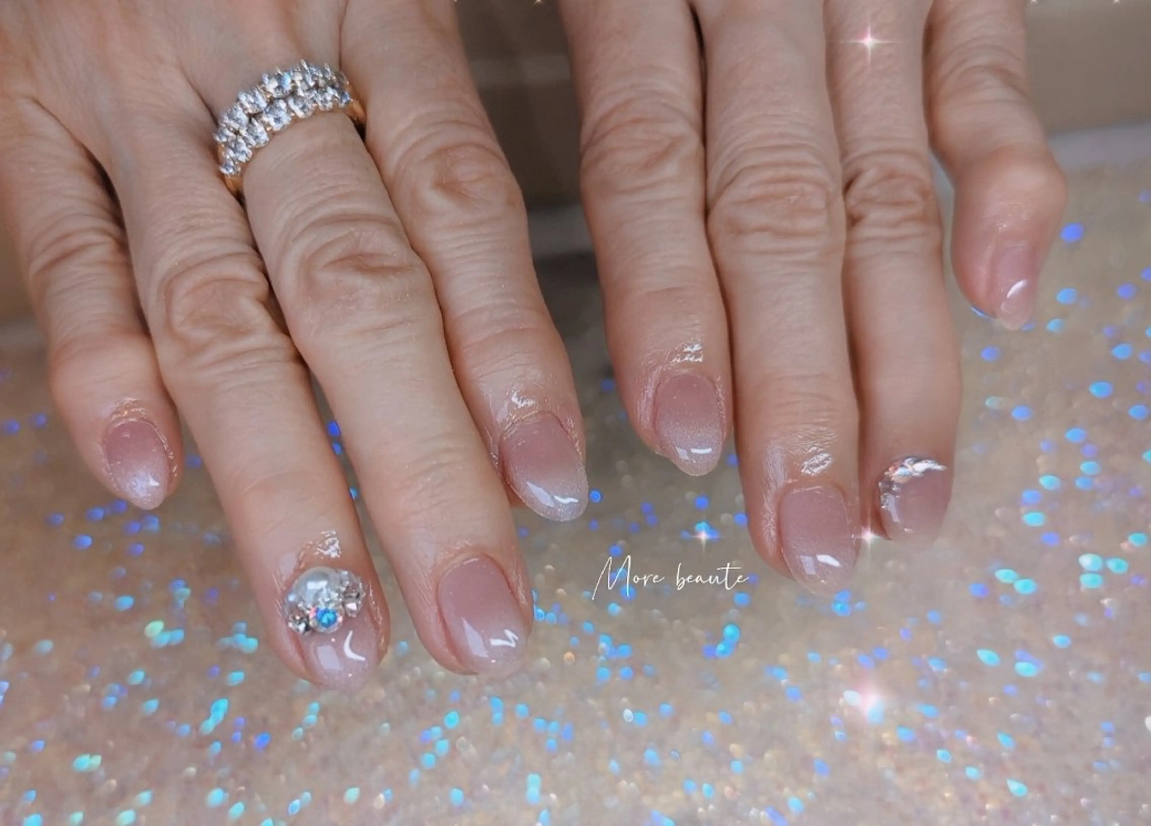 ネイル 長さ出し ジェルネイル ハート 韓国ネイル マグネットネイル ハンドネイル I LOVE ME  NAIL.｡.:*♡のネイルデザイン