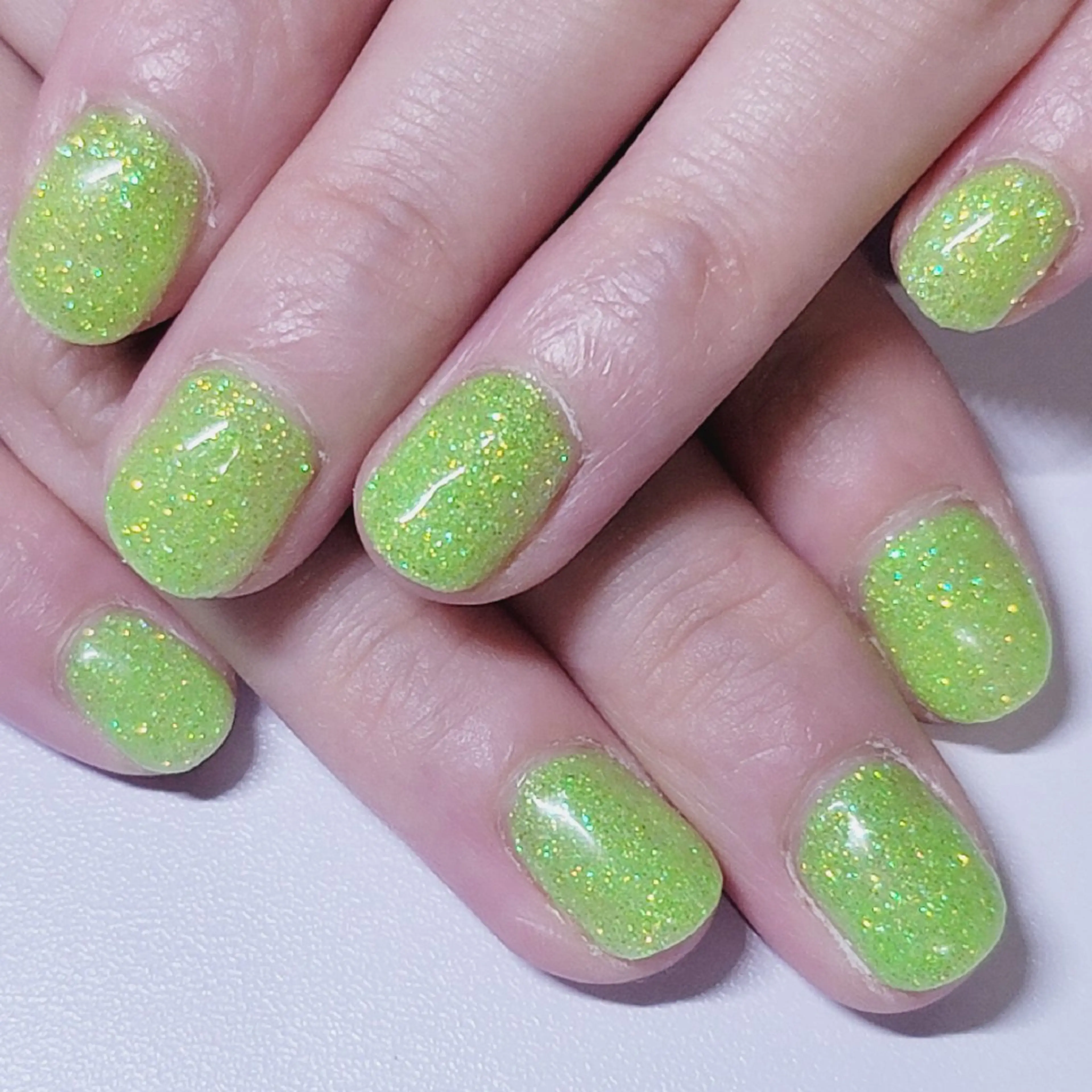 ネイル グリーン ラメ(グリッター) ワンカラーネイル パステルネイル 夏ネイル ハンドネイル よしだ ひろきのネイルデザイン