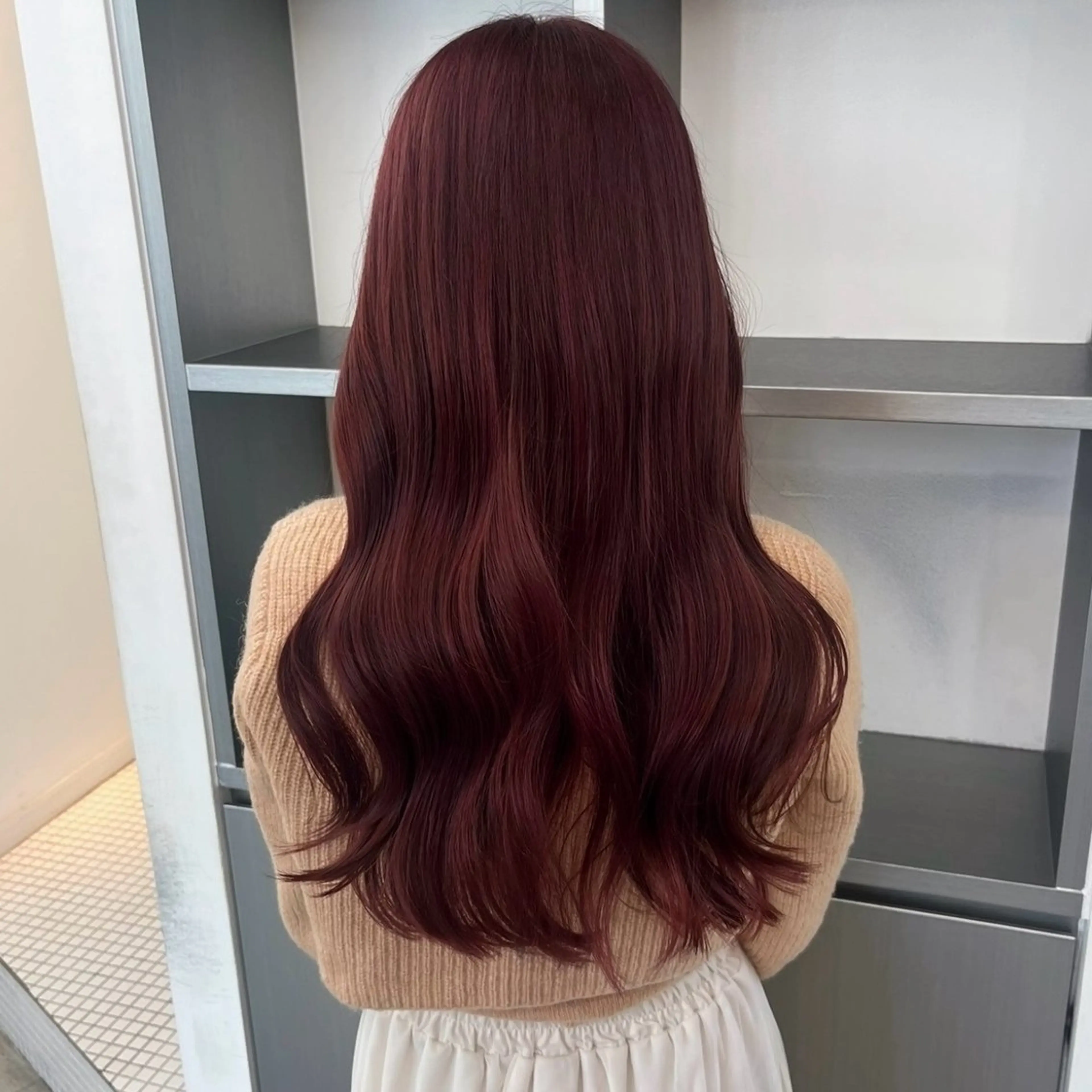 ミディアム カラー カシス レッドカラー ヘアカラー トリートメント 🍒暖色✖️レイヤー ／Haruna🍒のヘアスタイル