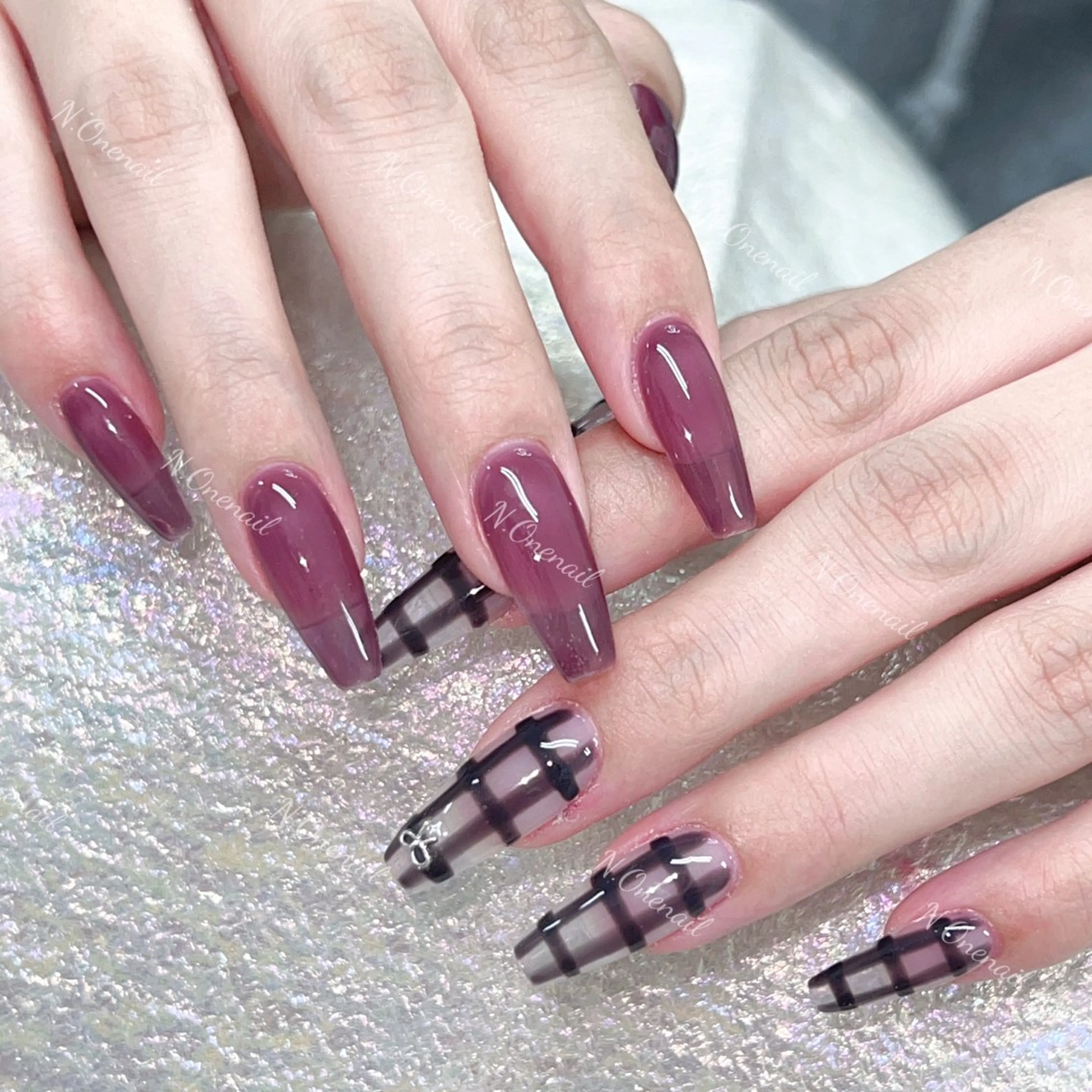 ネイル アートネイル グラデーション キラキラネイル ニュアンスネイル オフィスネイル 長いだし/スカルプ/ パラシェルN.oneのネイルデザイン