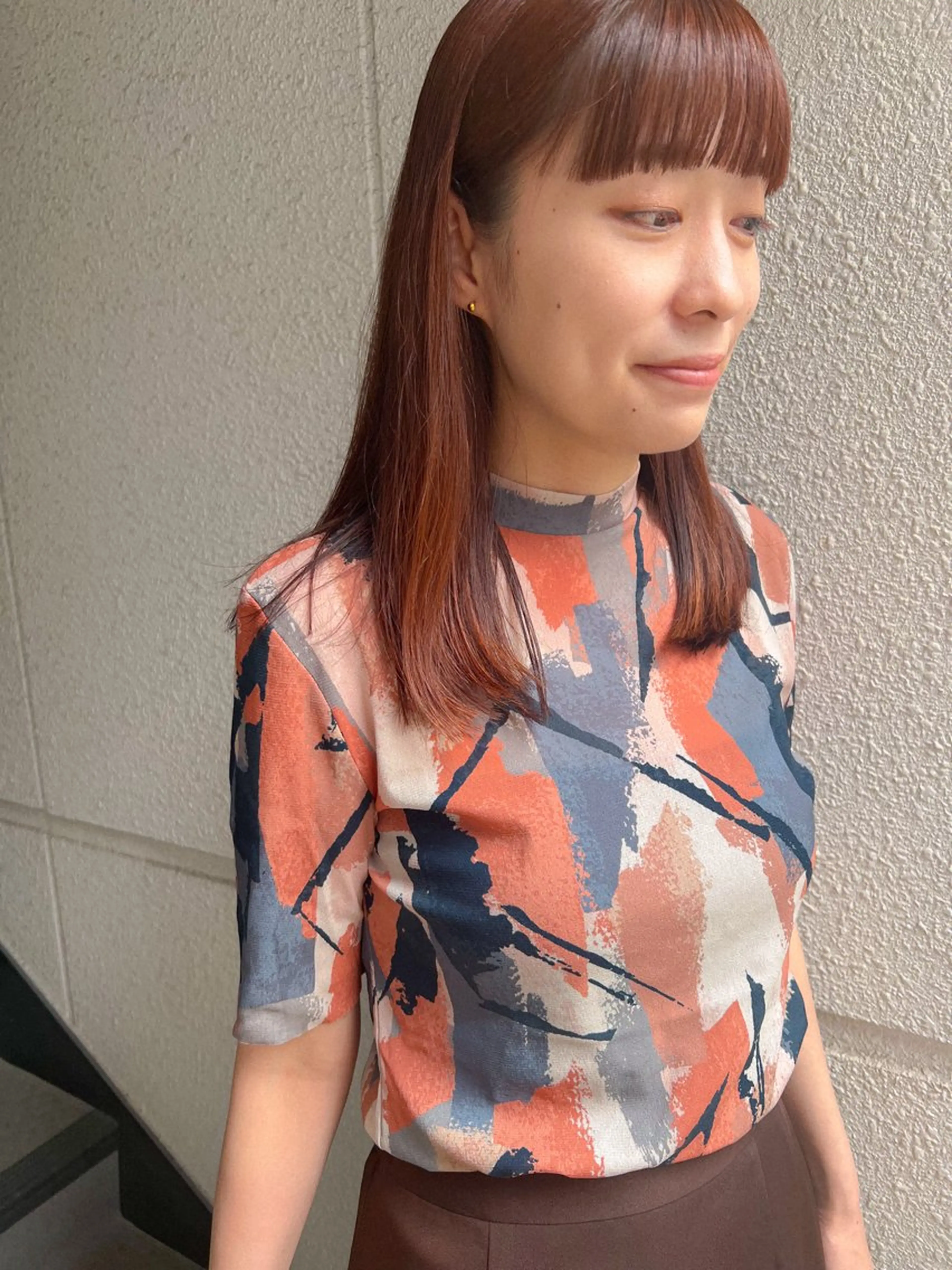 ミディアム カラー ブリーチ ブラウンカラー ブリーチなしカラー オレンジ オレンジブラウン カラーパティシエ facce🌼ikoのヘアスタイル