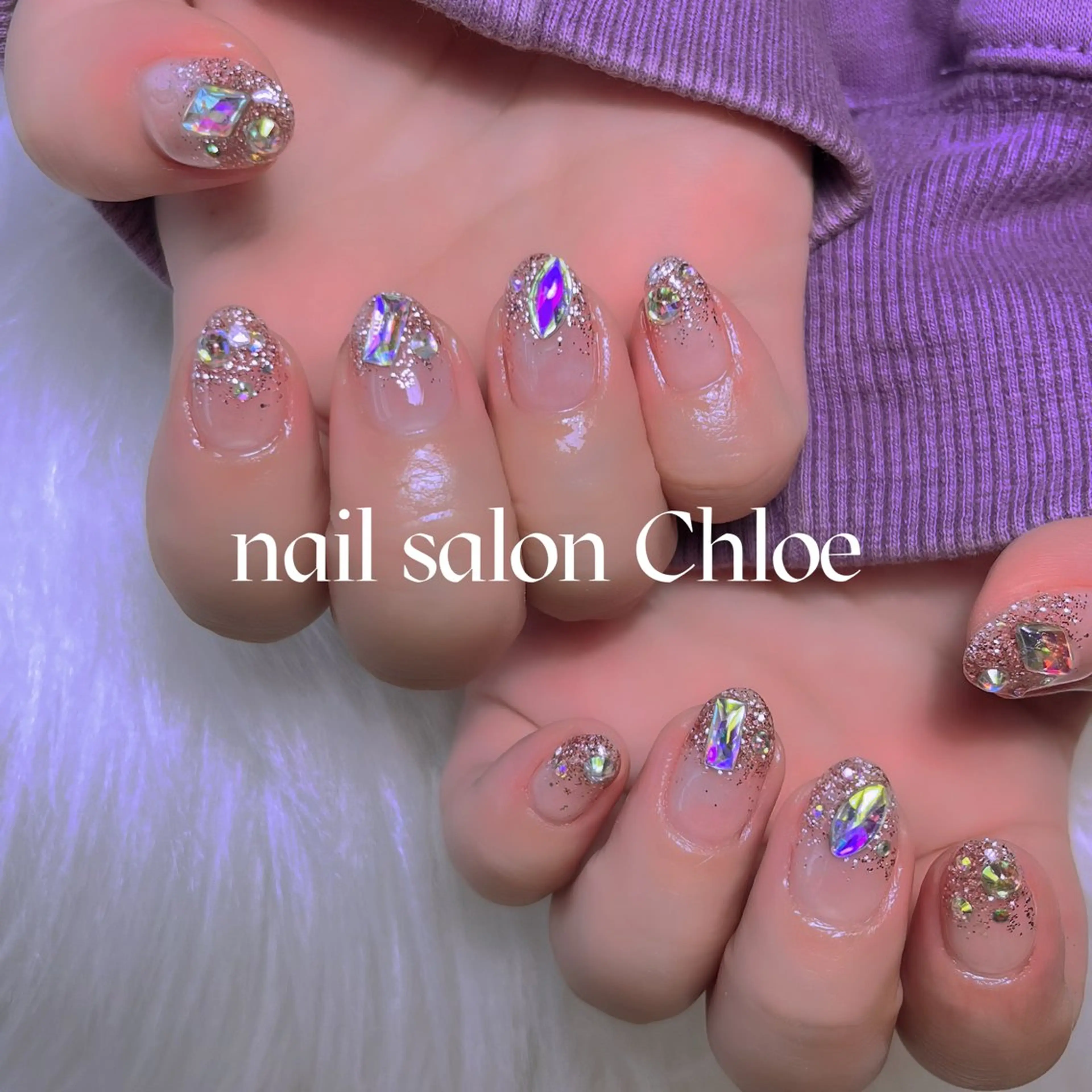 ネイル オーロラネイル ラメ(グリッター) ハンドネイル 鈴木 利奈のネイルデザイン