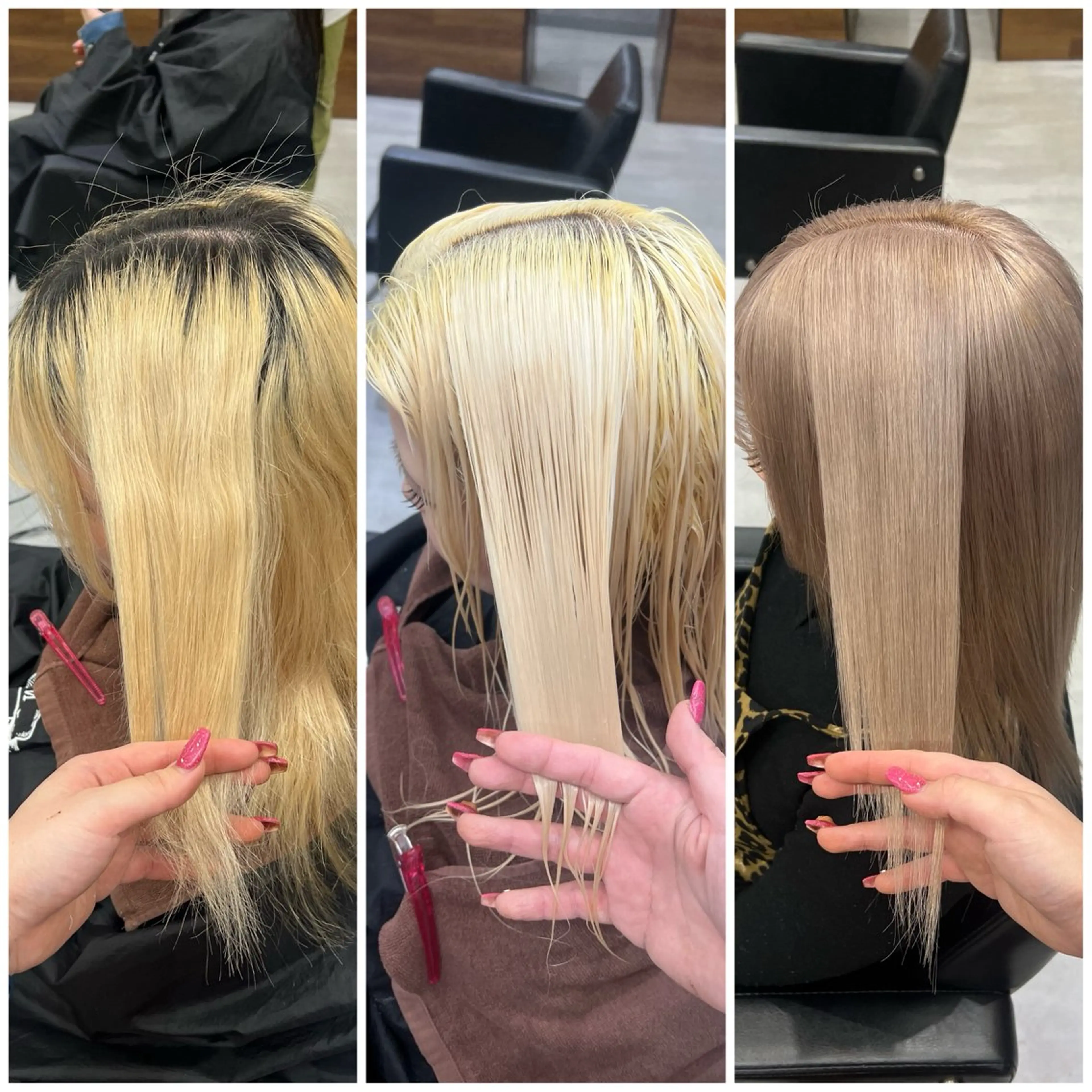 ミディアム カラー ベージュカラー ブリーチ 透明感カラー デザインカラー ダブルカラー いろあそび所属・ショート/ウルフ カットモデル募集のヘアスタイル