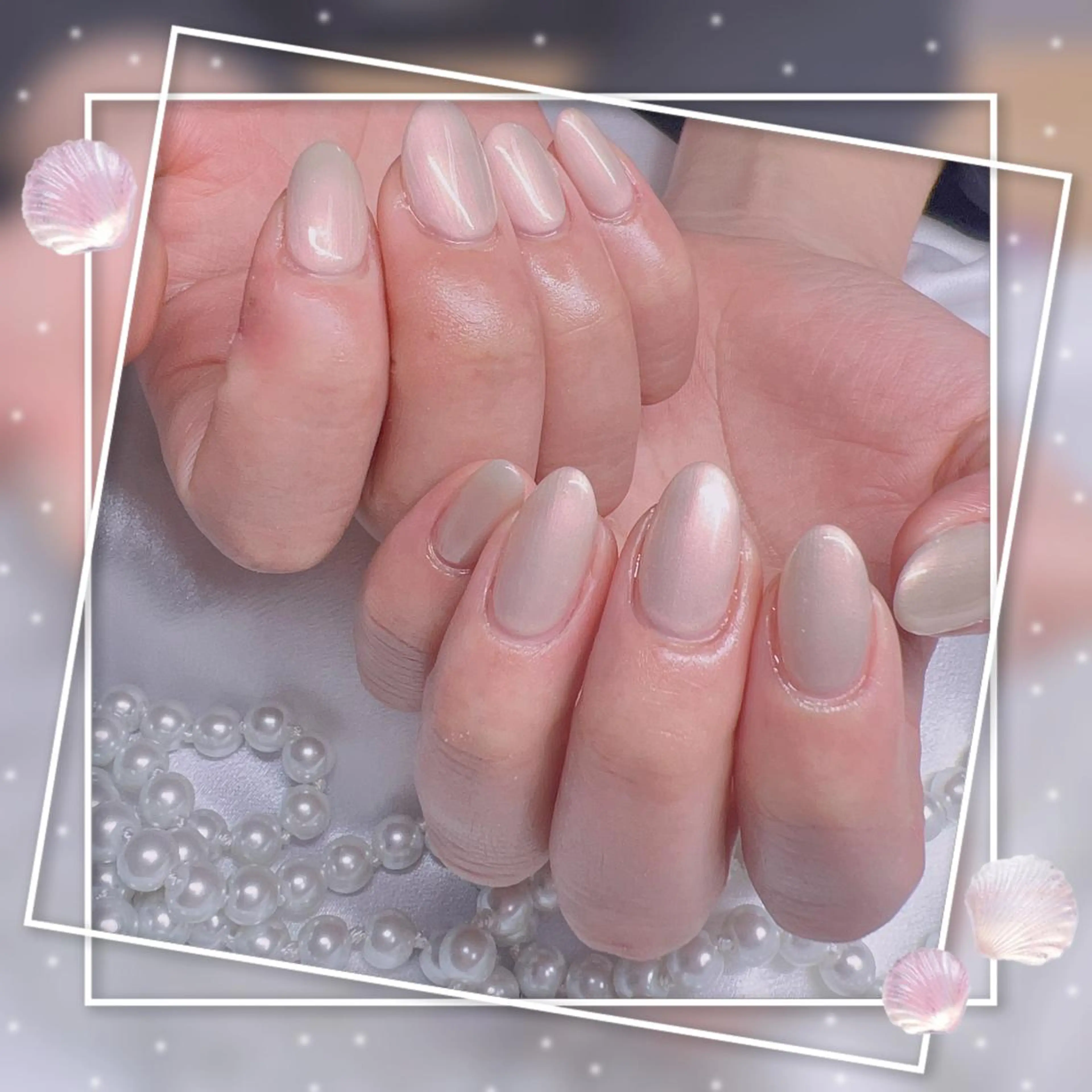 ネイル フレンチネイル キラキラネイル 韓国ネイル マグネットネイル マグネットフレンチ Chill Nailsalonのネイルデザイン