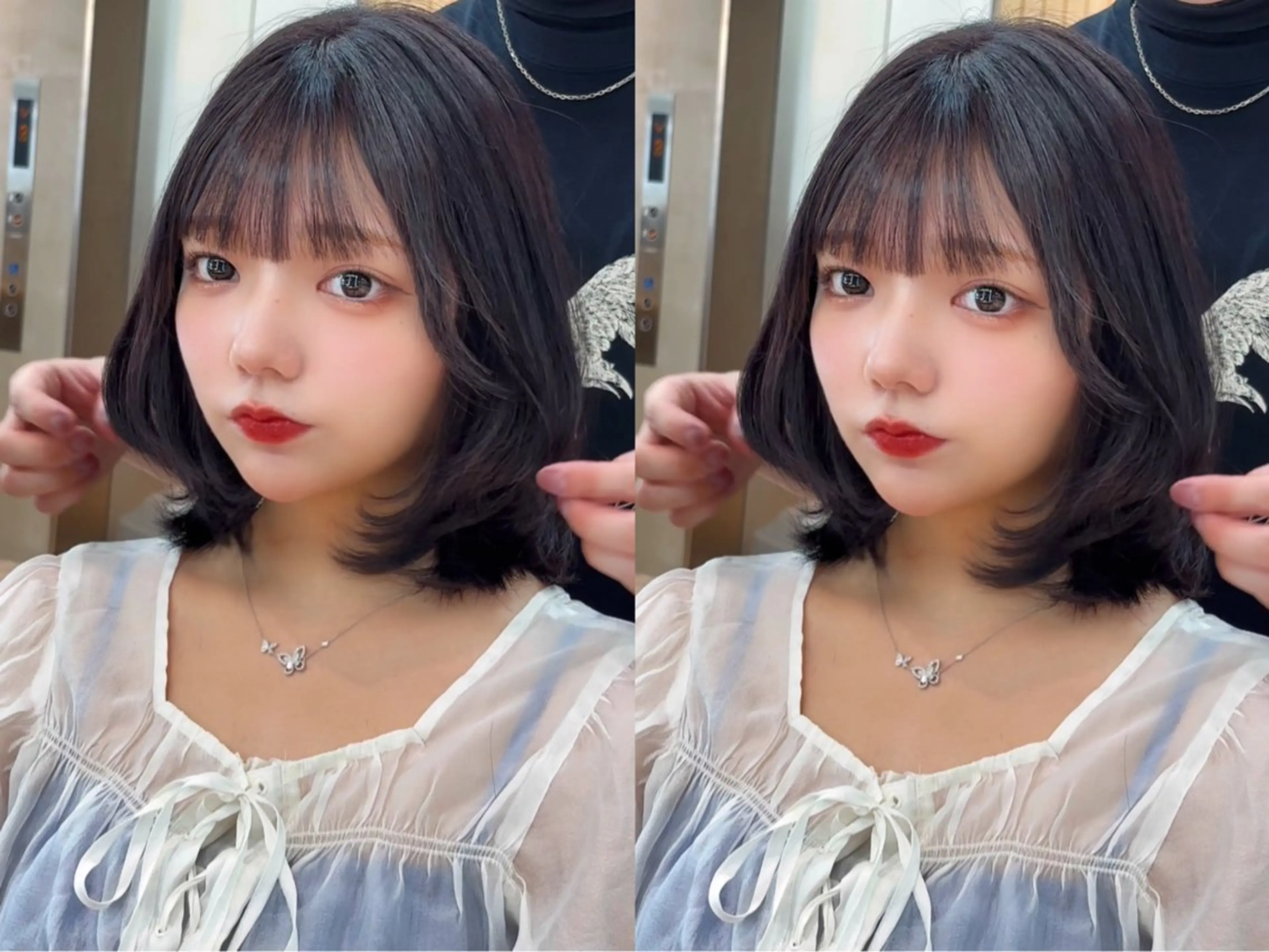 ミディアム カラー ミディアムレイヤー ブリーチ 透明感カラー ブリーチなしカラー 顔まわりレイヤー 【美髪矯正】 吉村　清志のヘアスタイル