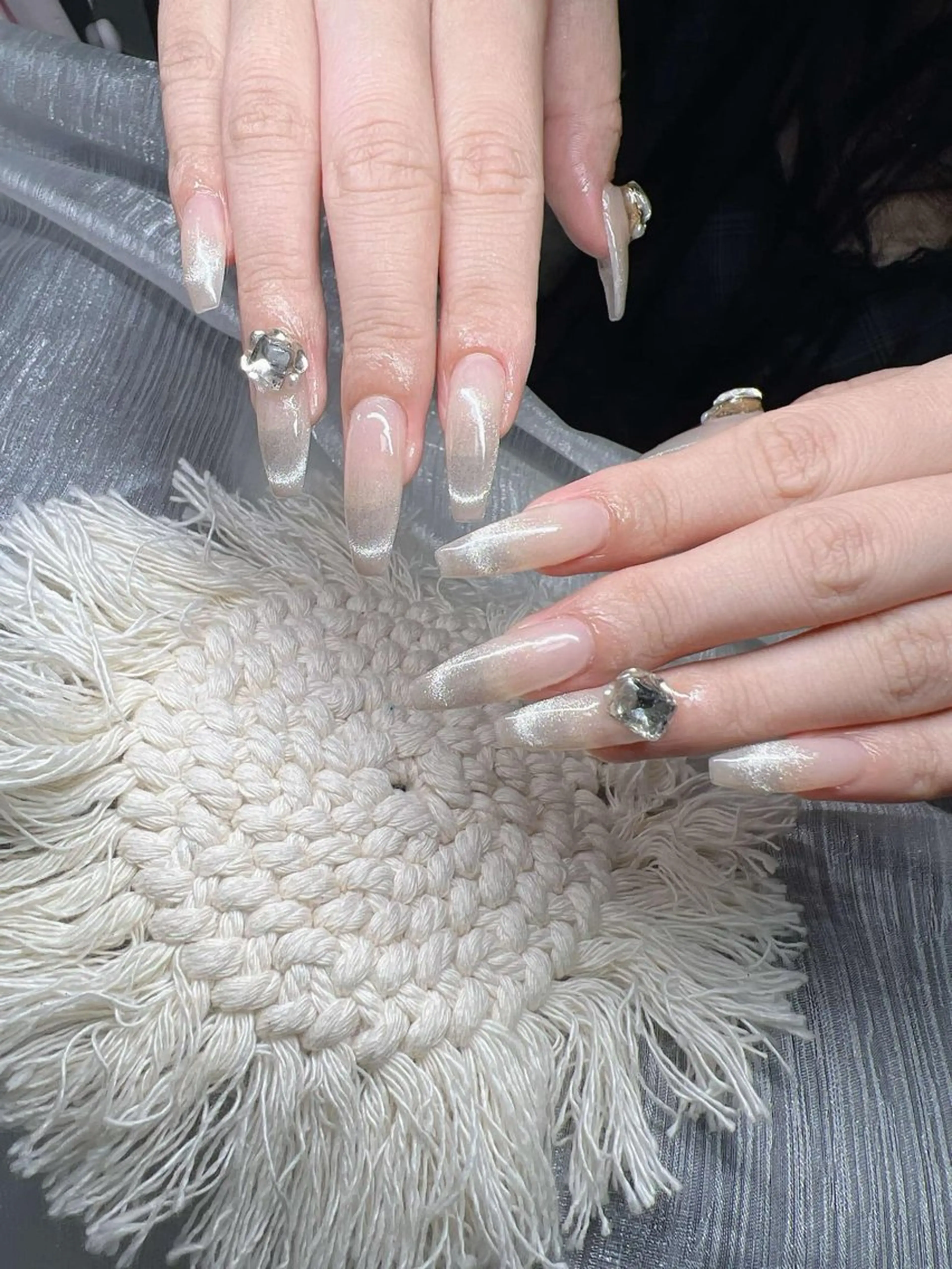 ネイル 長さ出し グラデーション キラキラネイル マグネットネイル ミラーネイル Lee Nails チップ長さだし専門店のネイルデザイン