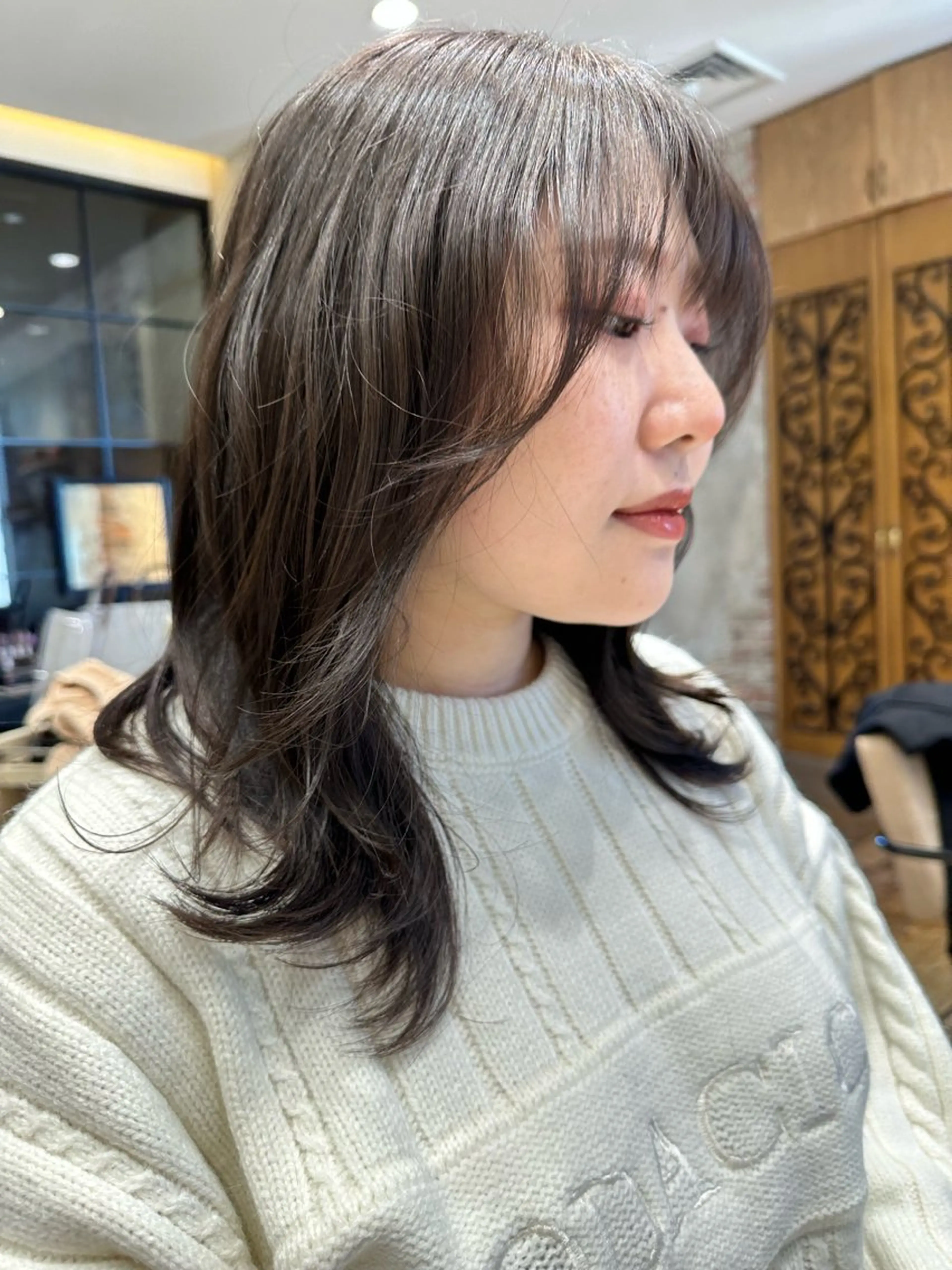 セミロング カラー レイヤー/韓国ヘア/ 艶髪/石戸谷海斗のヘアスタイル