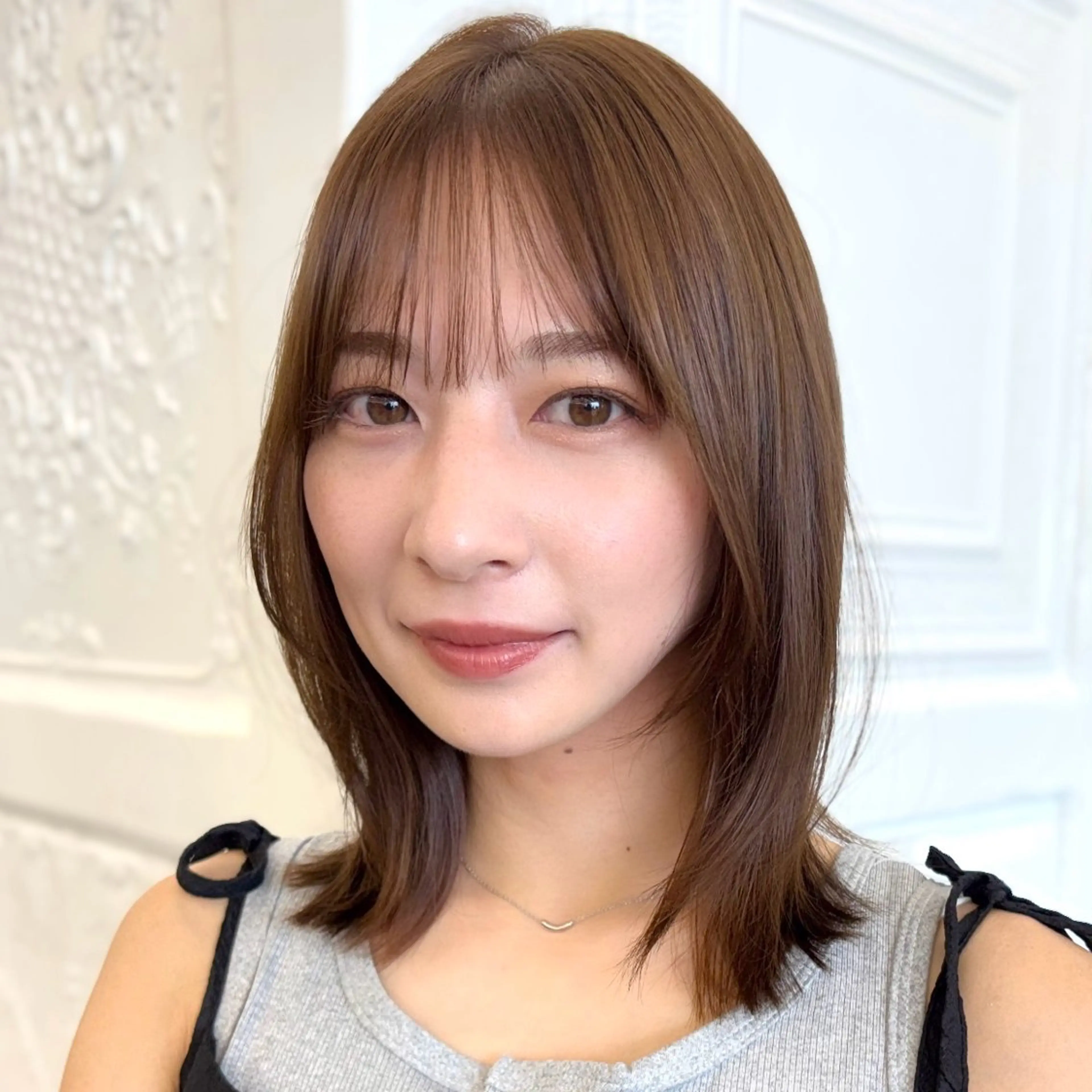 ミディアム カラー ベージュカラー 似合わせカット カット ヘアカラー トリートメント 顔まわり/レイヤー/ 透明感/まいな🥨のヘアスタイル