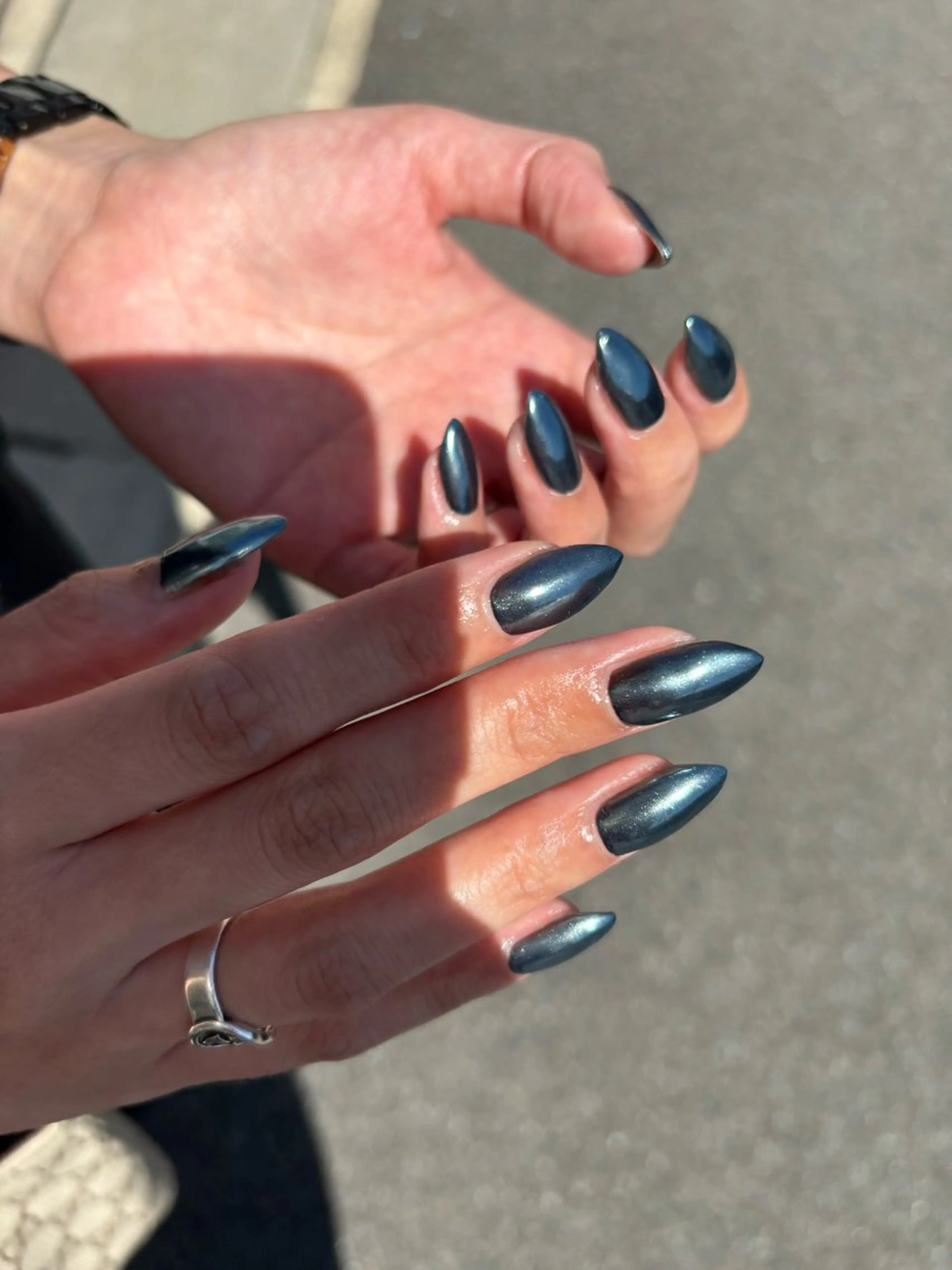 ネイル ミラーネイル ホワイト ハンドネイル 北川 恭子のネイルデザイン