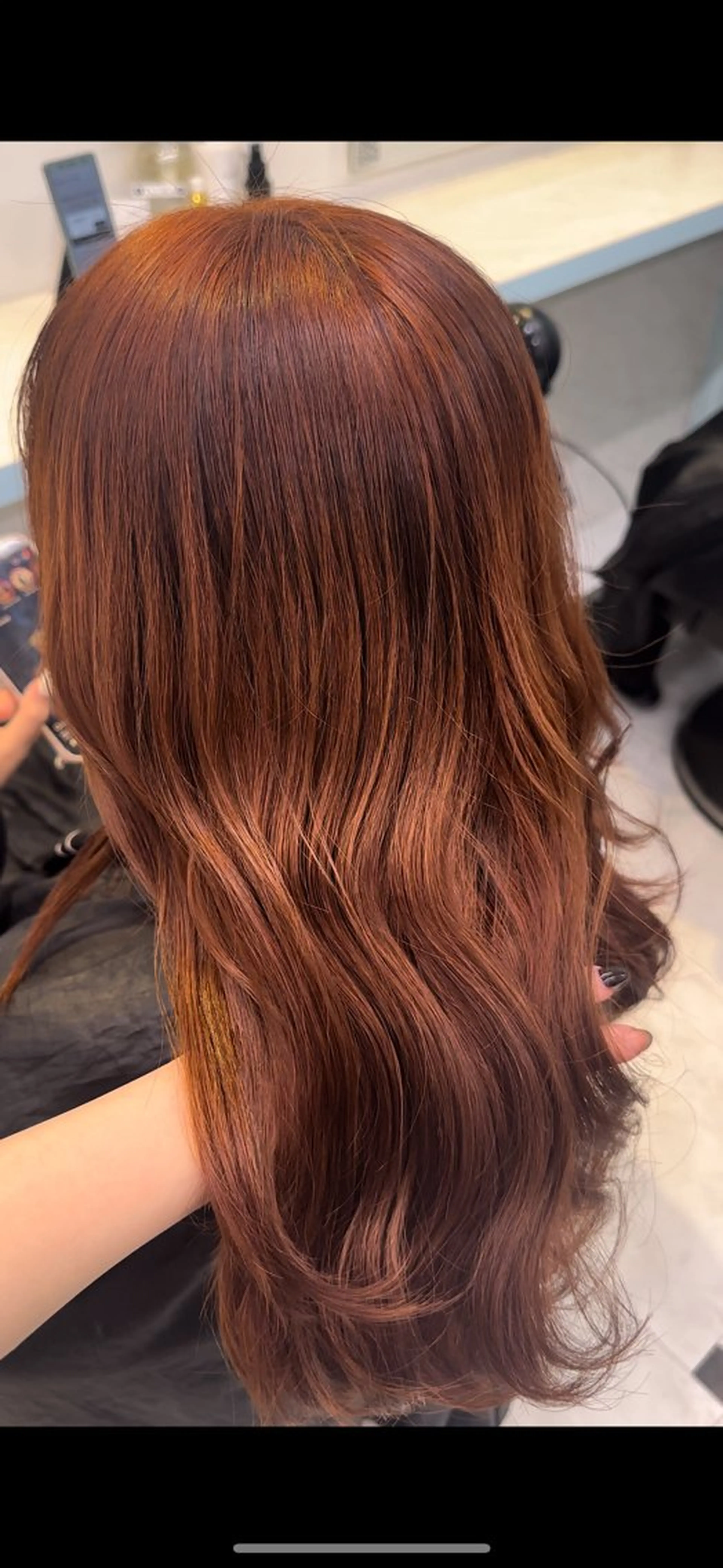 セミロング カラー ブラウンカラー オレンジ オレンジブラウン ♥️暖色カラ ー♥️由夏のヘアスタイル