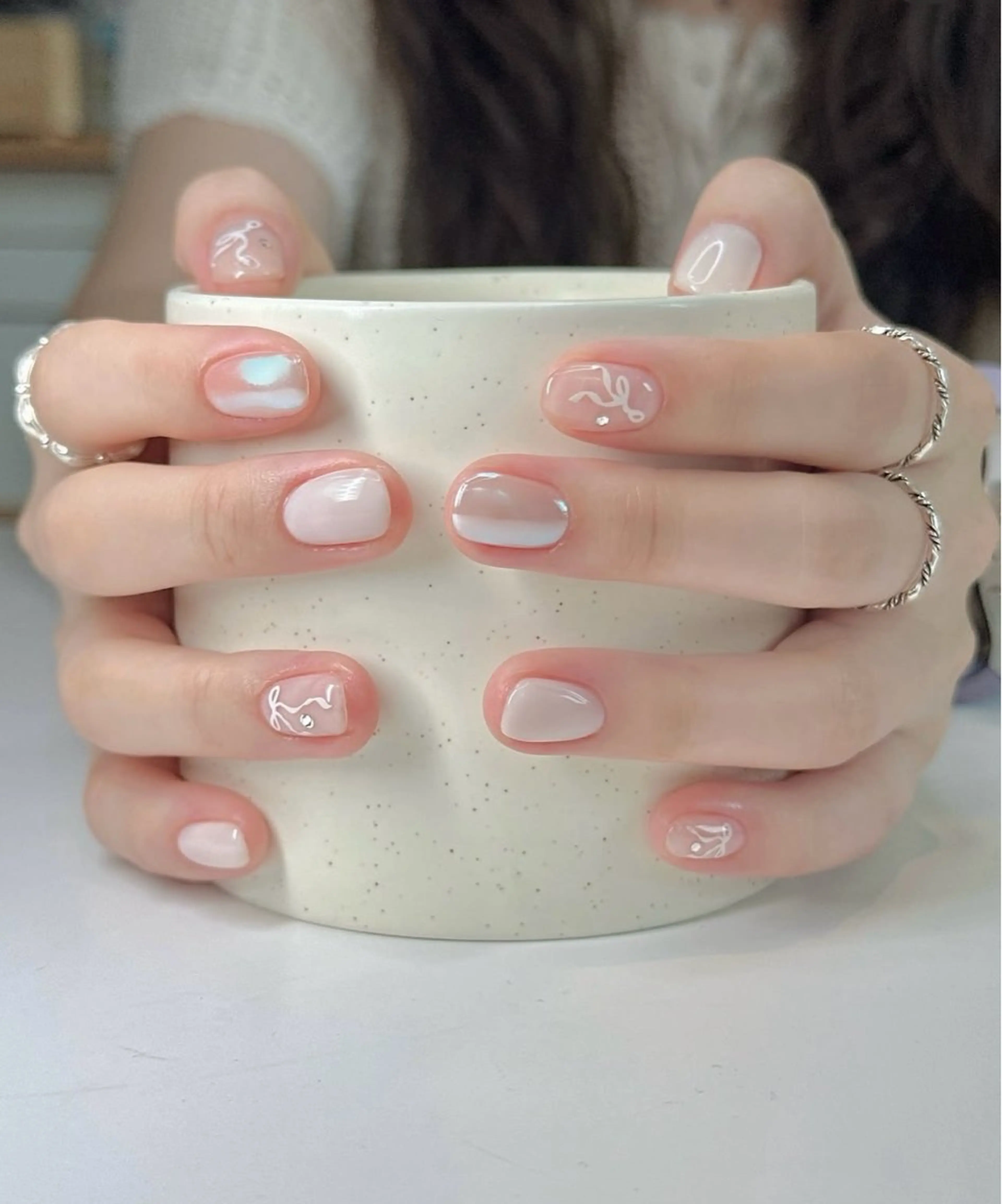 ネイル 韓国ネイル 持ち込み ニュアンスネイル ネイルチップ ハンドネイル TABI ANA.CHUOのネイルデザイン