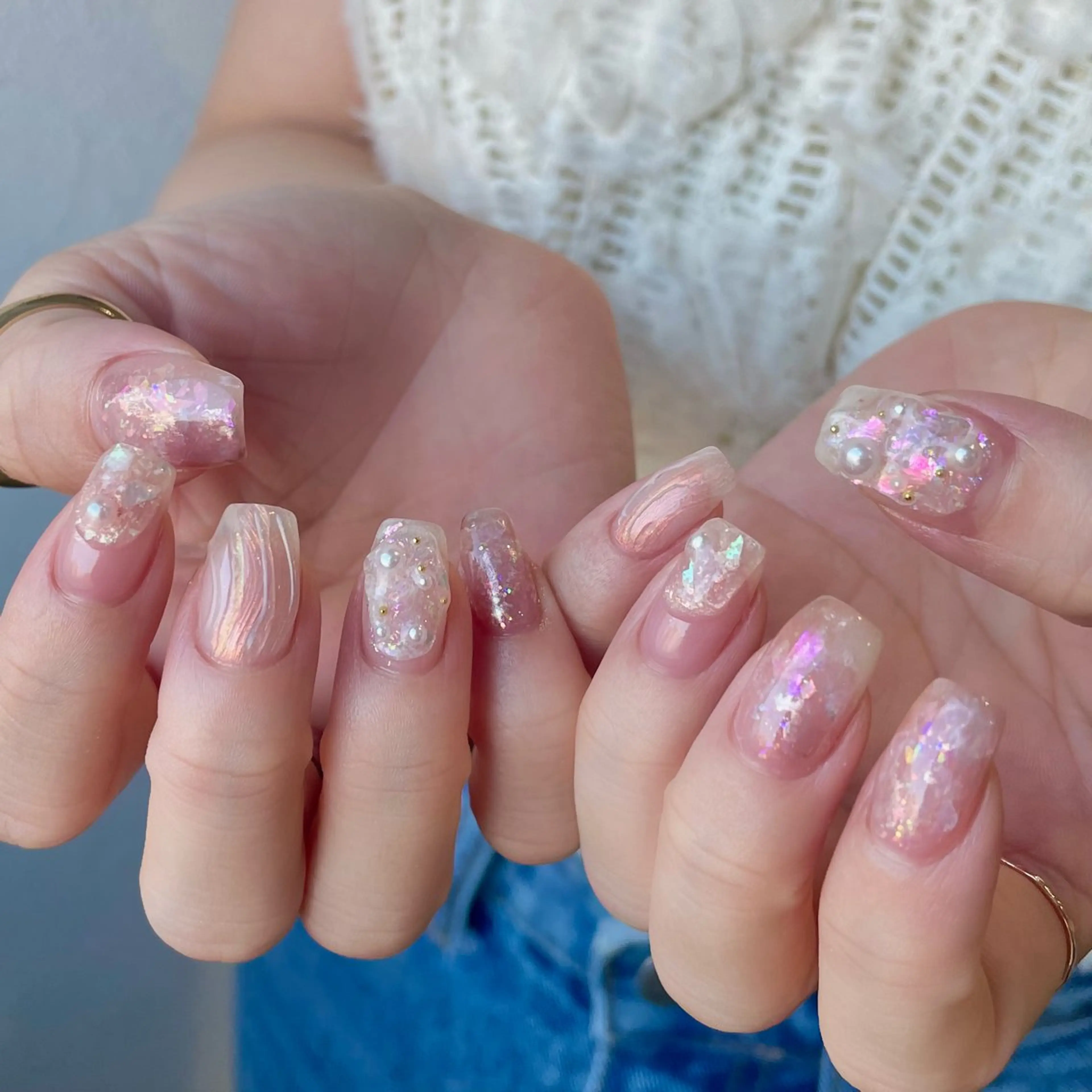 ネイル アートネイル オーロラネイル ジェルネイル キラキラネイル 持ち込み ハンドネイル norme_ akiのネイルデザイン