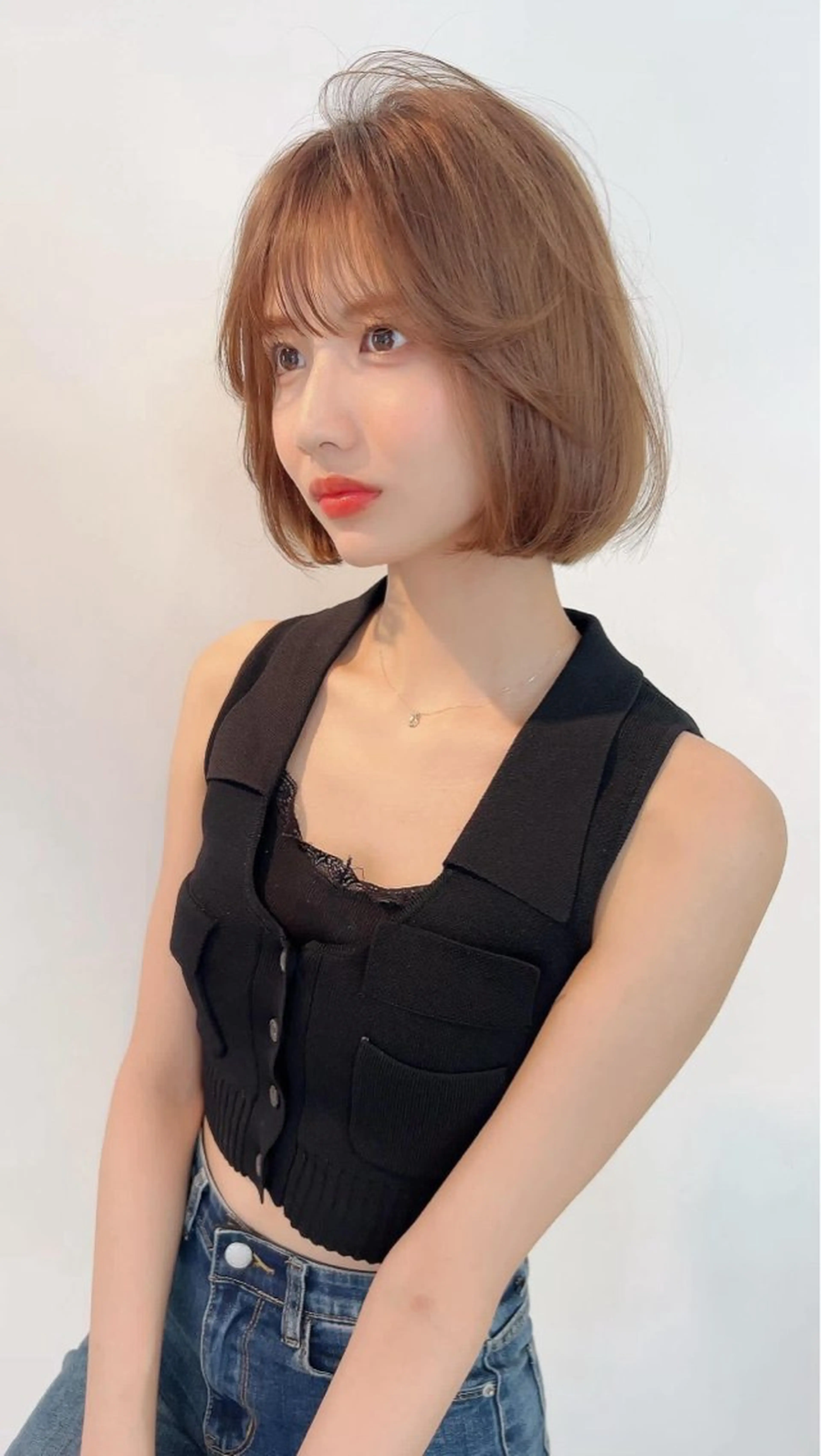 ミディアム カラー 山崎/ボブ縮毛矯正 レイヤー髪質改善のヘアスタイル