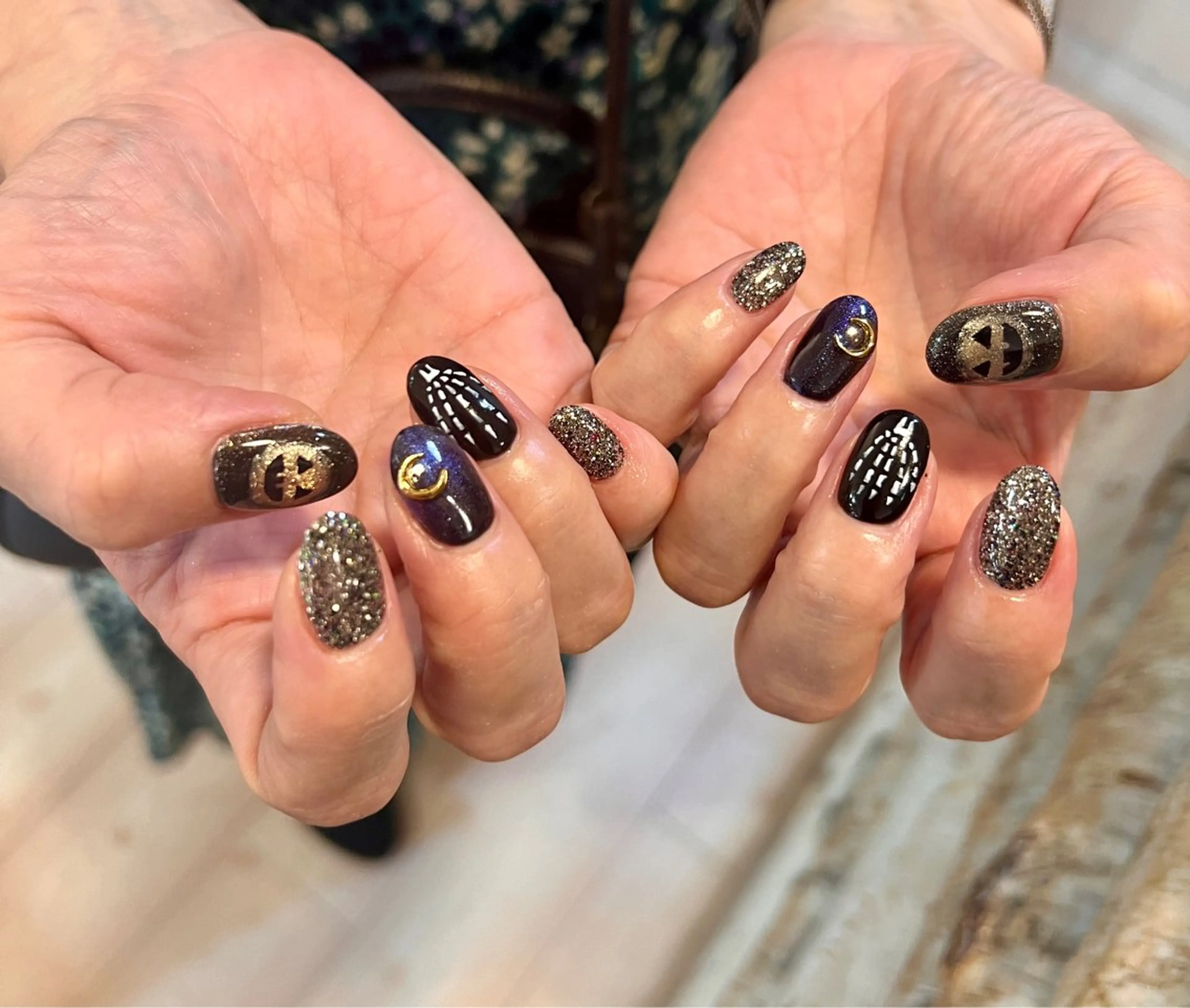 ネイル アートネイル ハロウィン ハンドネイル いちじゅう あおいのネイルデザイン