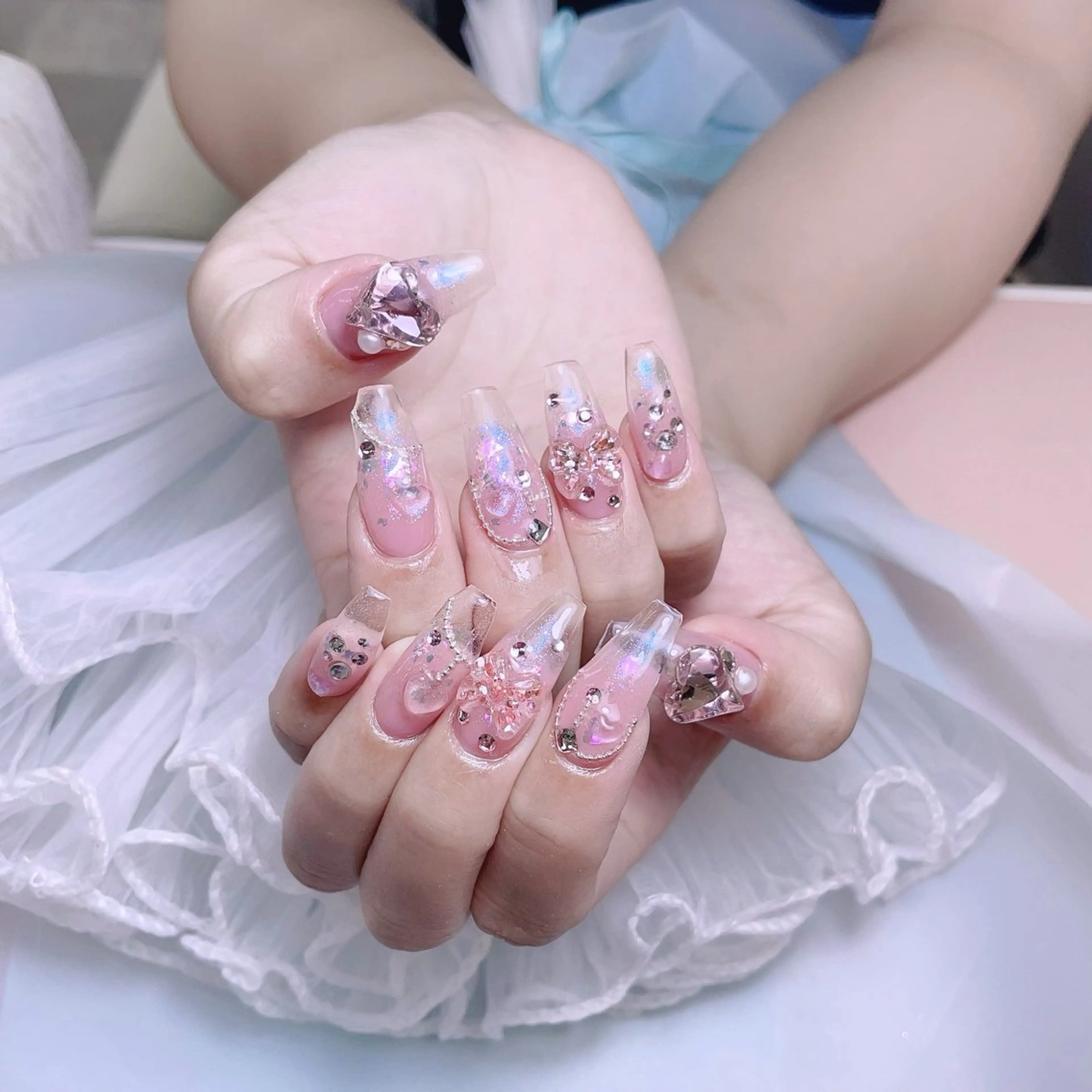 ネイル クリアネイル フレンチネイル キラキラネイル マグネットネイル ミラーネイル ハンドネイル NailPrincess所属・princess スカルプ専門店のネイルデザイン