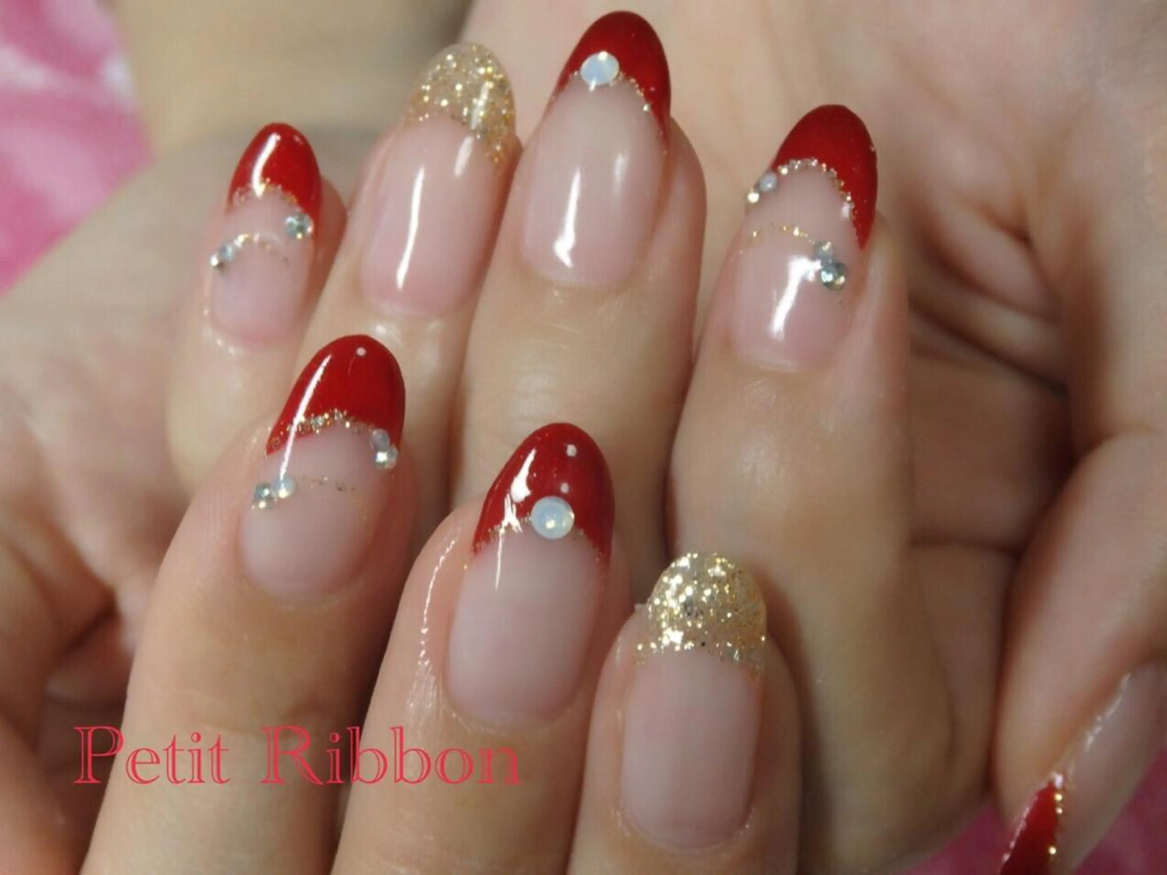 ネイル フレンチネイル 赤色 Verest 西荻窪のネイルデザイン