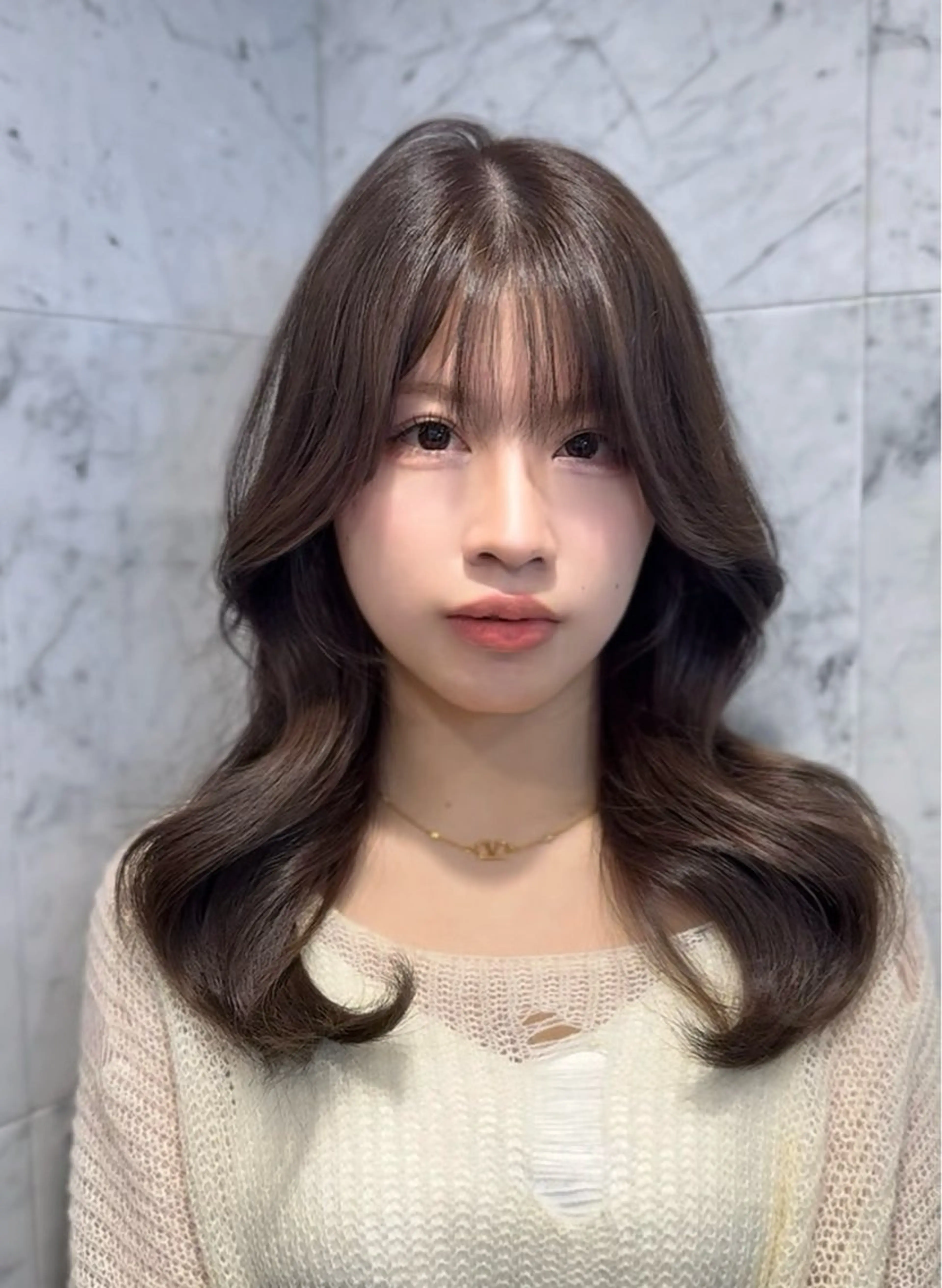 セミロング カット ヘアカラー トリートメント WATARU/ 韓国風巻き髪のヘアスタイル