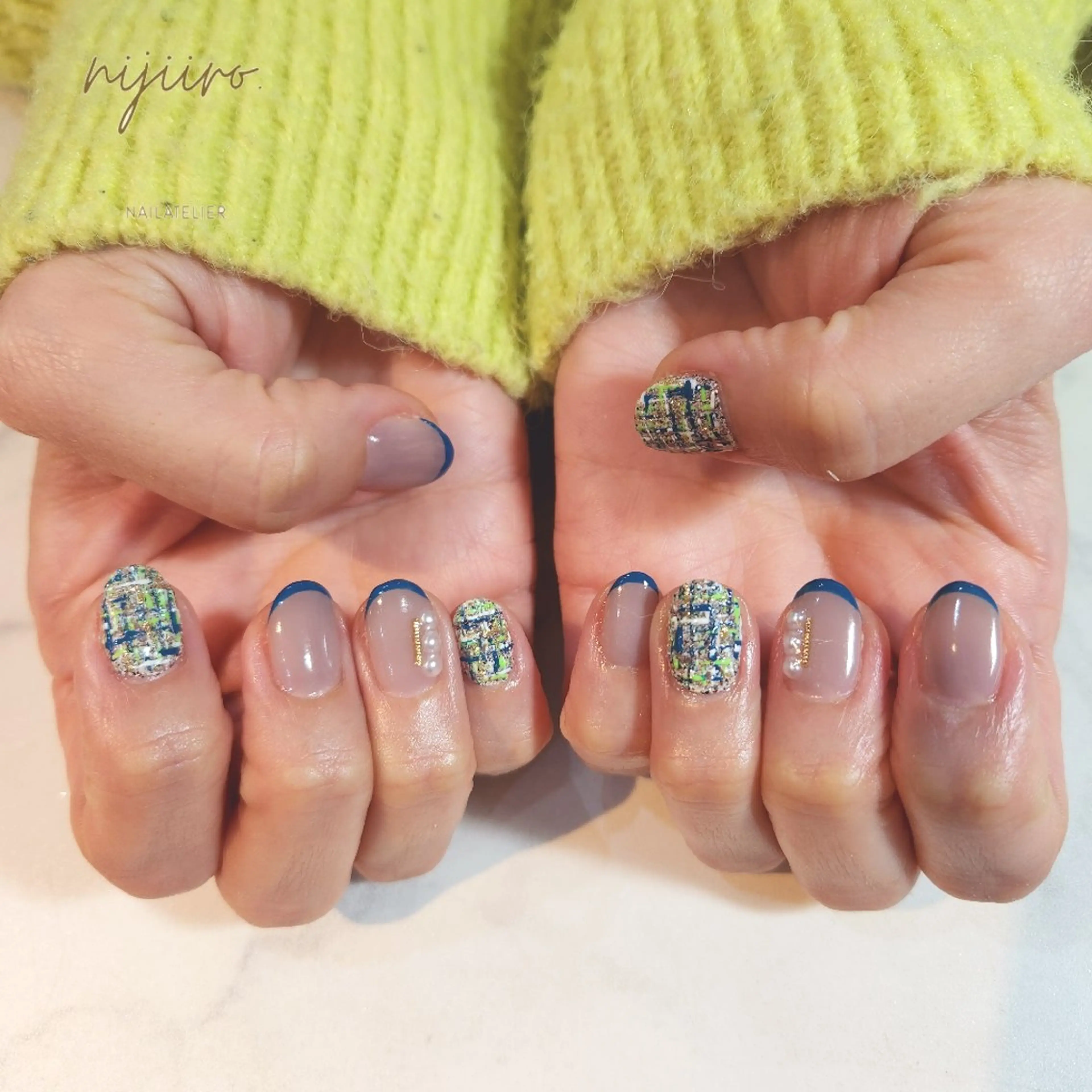 ネイル ツイードネイル ハンドネイル nailatelier nijiiro.所属・nijiiro🌈 サトウのネイルデザイン