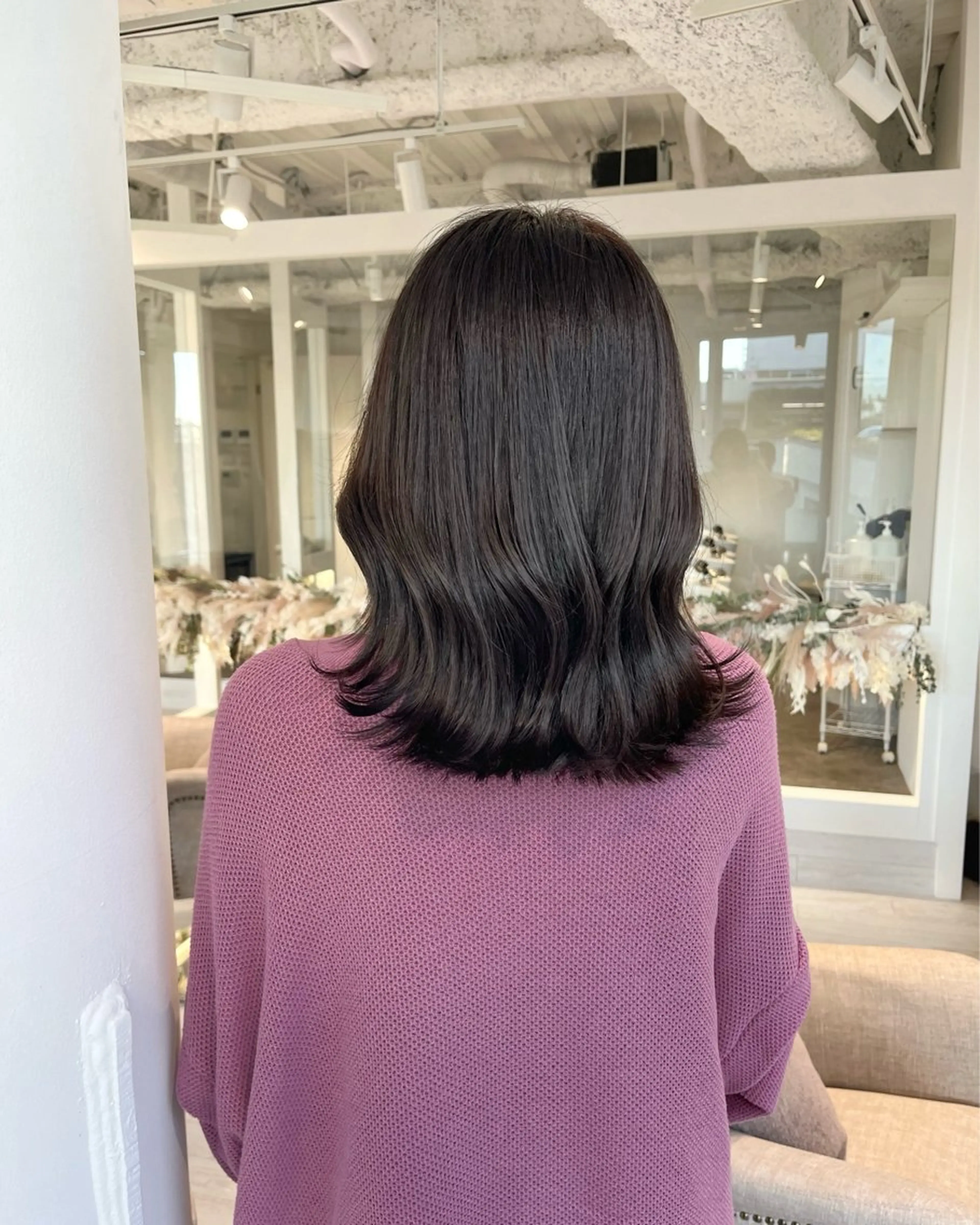 ミディアム くびれヘア カット ヘアカラー トリートメント ボブ/レイヤー/ 茉莉花のヘアスタイル