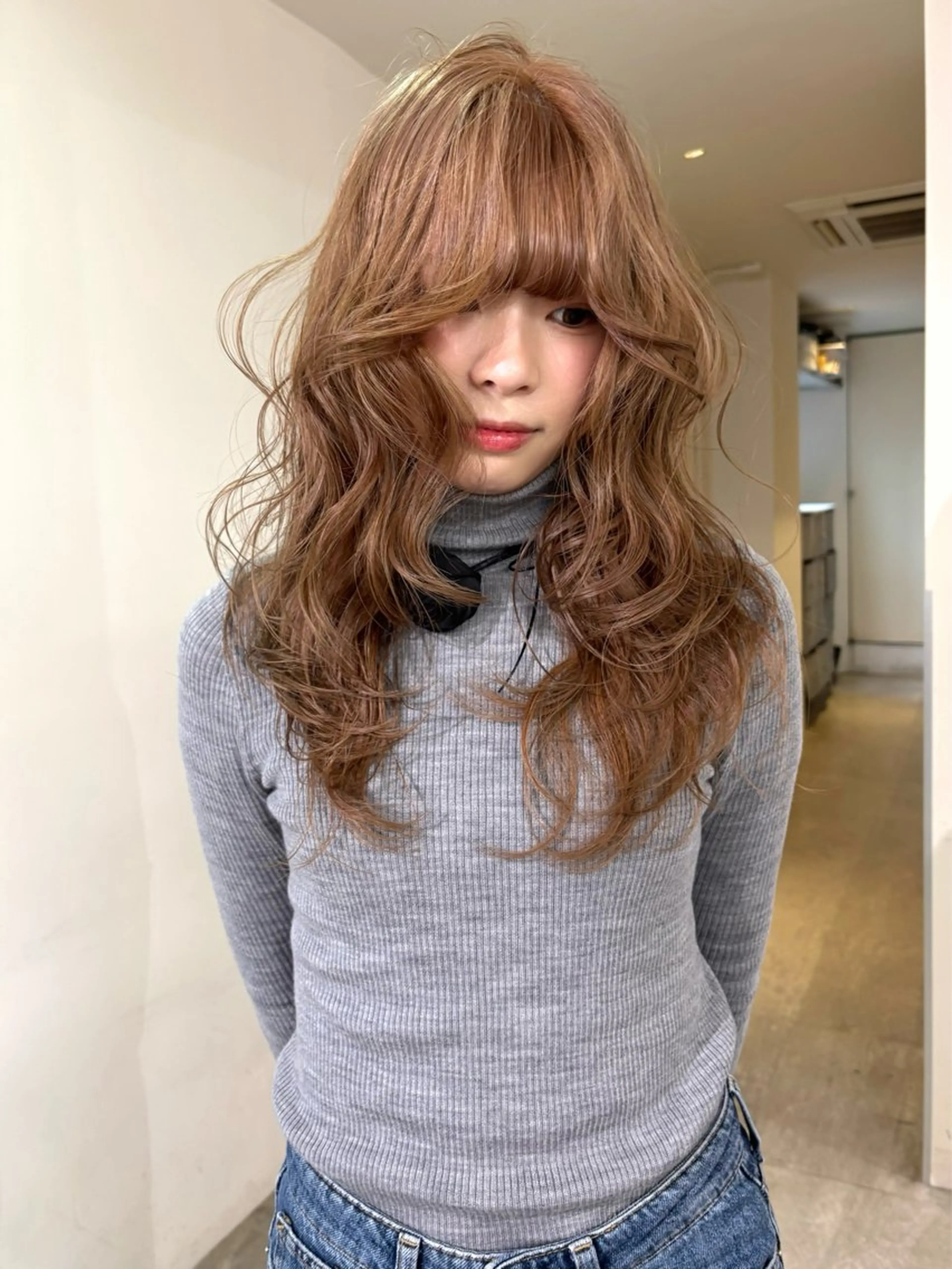 ロング カラー ヘアカラー mizuki/ピンク ベージュ.レイヤーのヘアスタイル