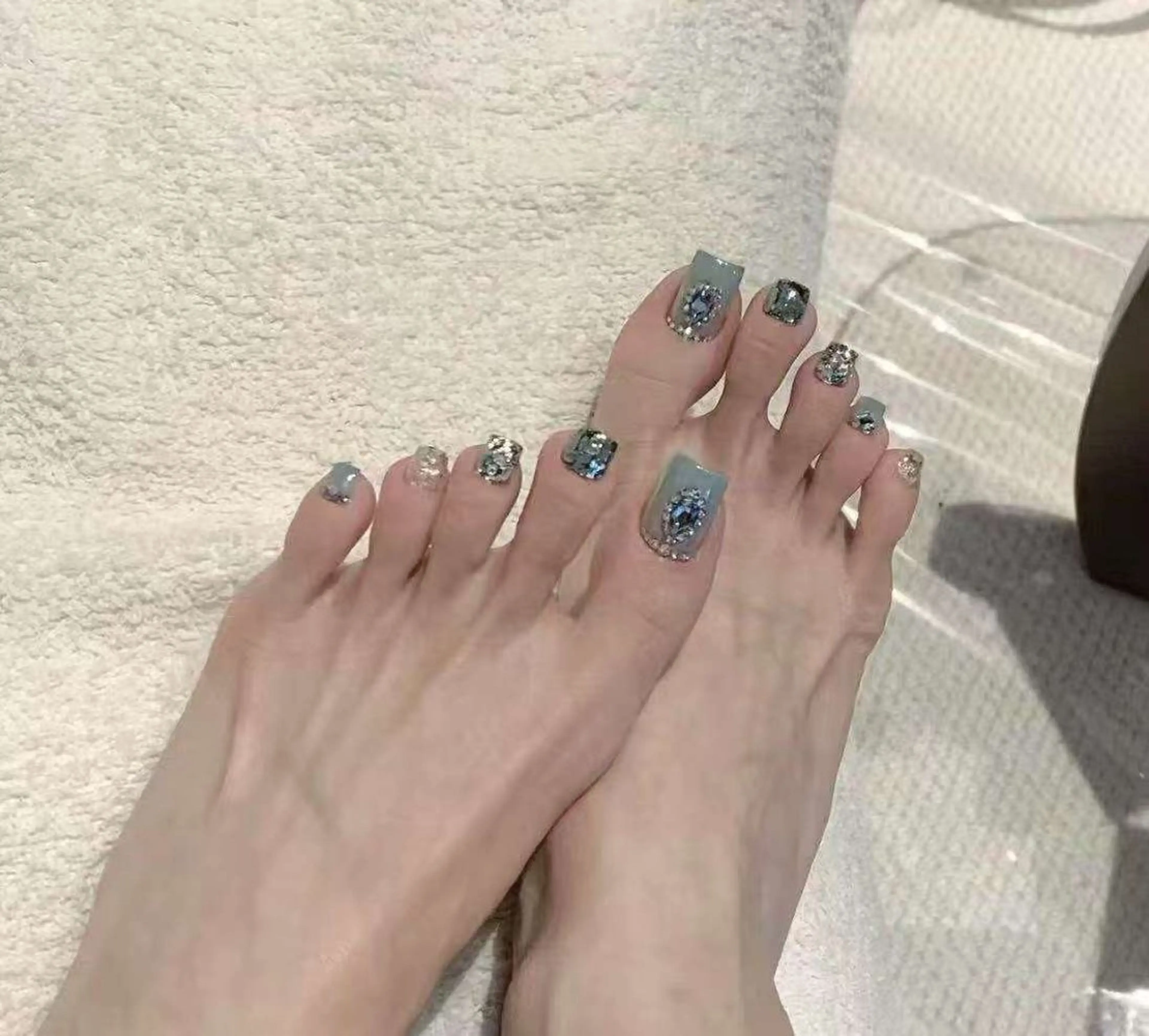 ネイル フラワーネイル フレンチネイル ジェルネイル ガラスフレンチ ハート フットネイル BabyYouMi ねねのネイルデザイン