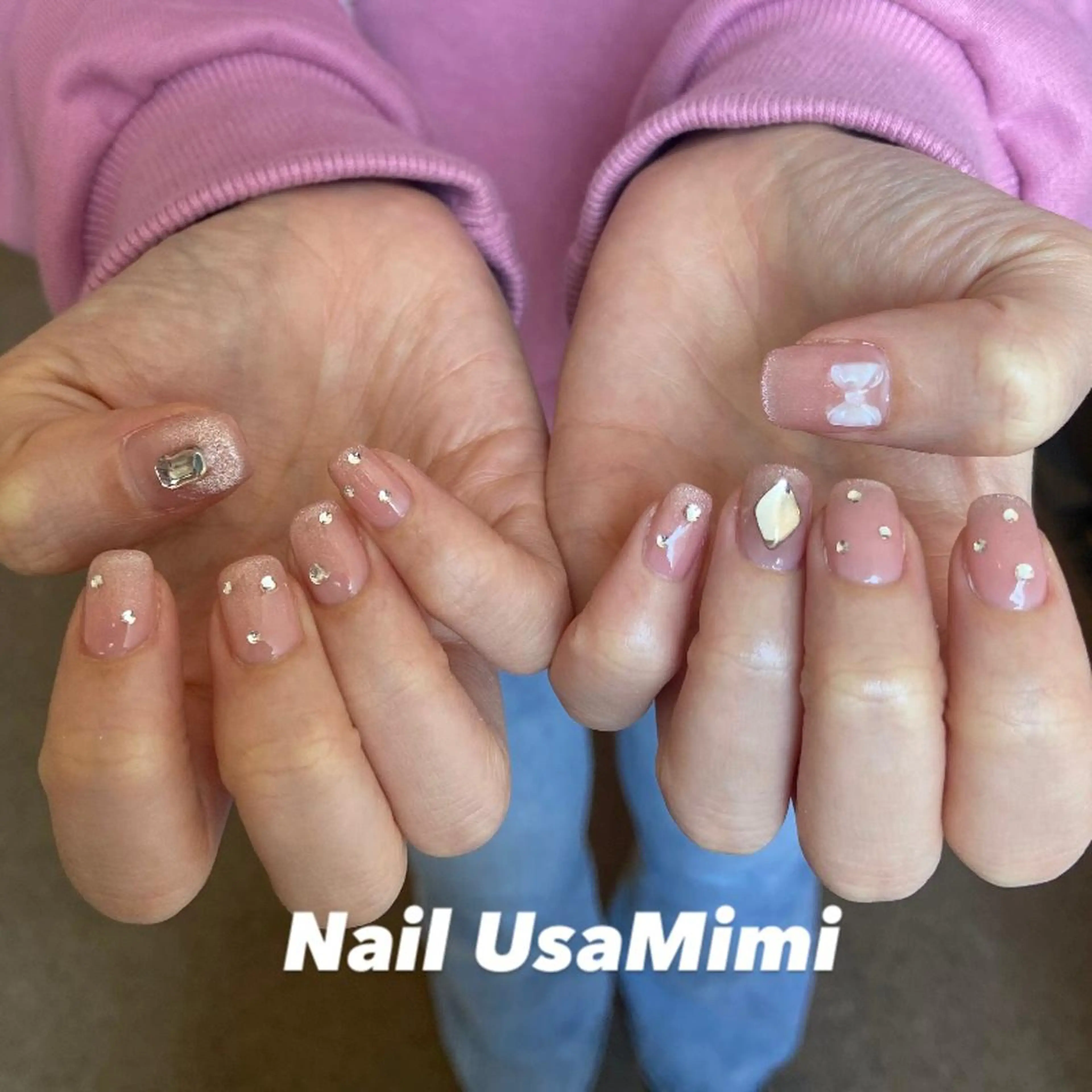 ネイル フットネイル ジェルネイル マグネットネイル 持ち込み ニュアンスネイル 本町ネイルNail UsaMimiのネイルデザイン