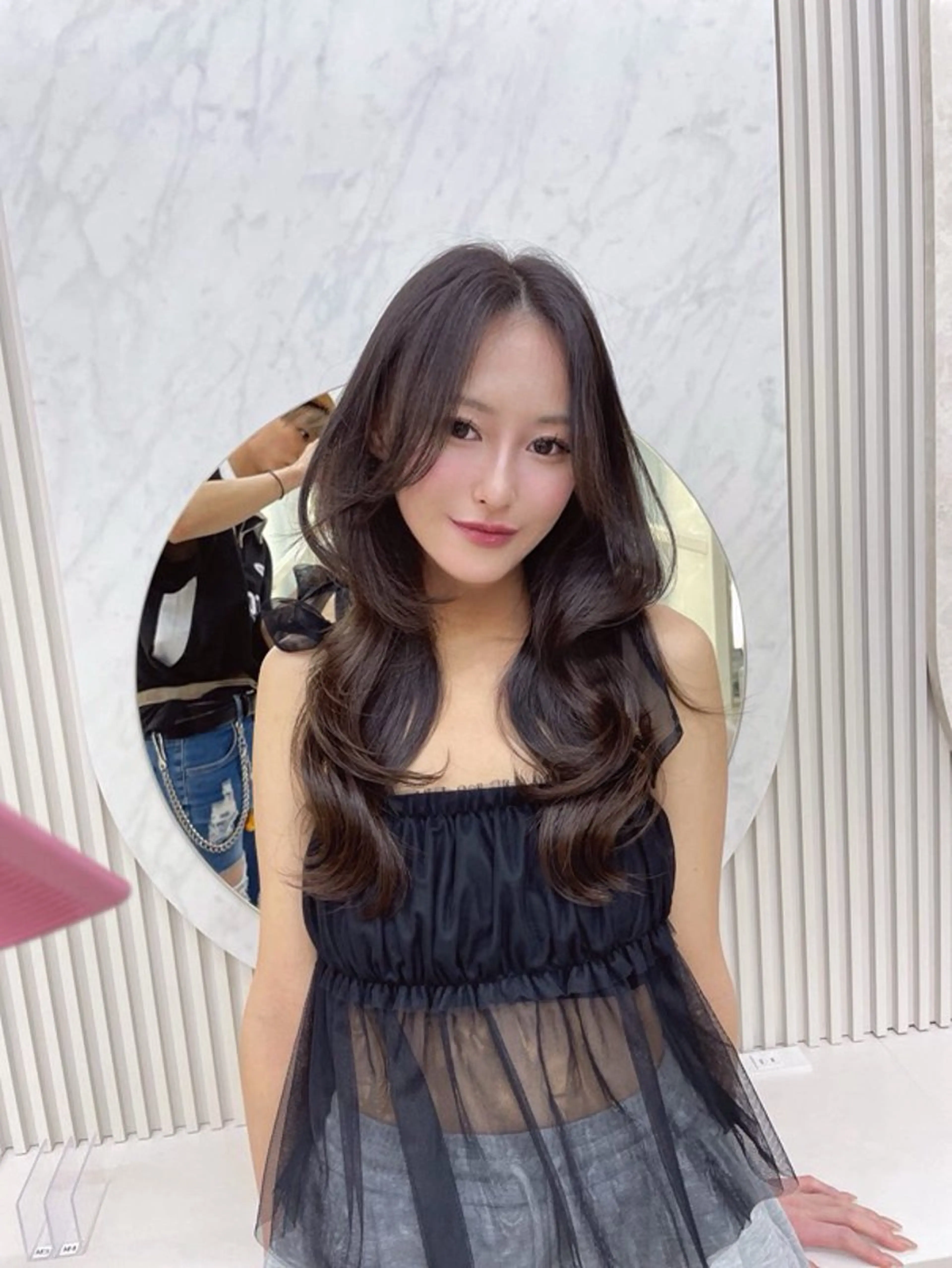 ロング カット ヘアカラー トリートメント 顔周り/透明感カラー /韓国ヘア/TAKUのヘアスタイル