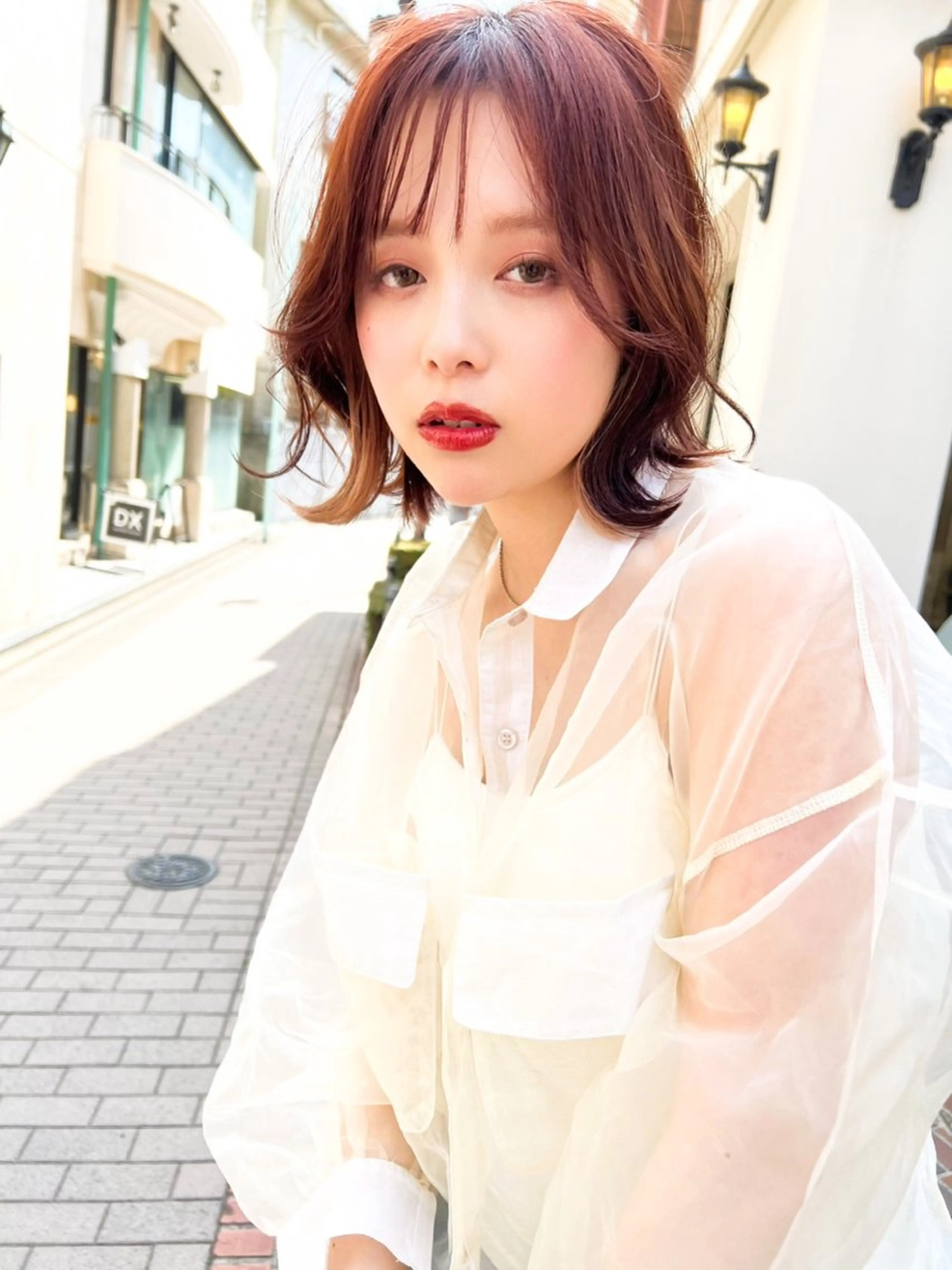 ミディアム カラー パーマ カット ヘアカラー トリートメント ヘッドスパ ヘアセット 透明感/オリーブ/ グレージュ/YUKAのヘアスタイル