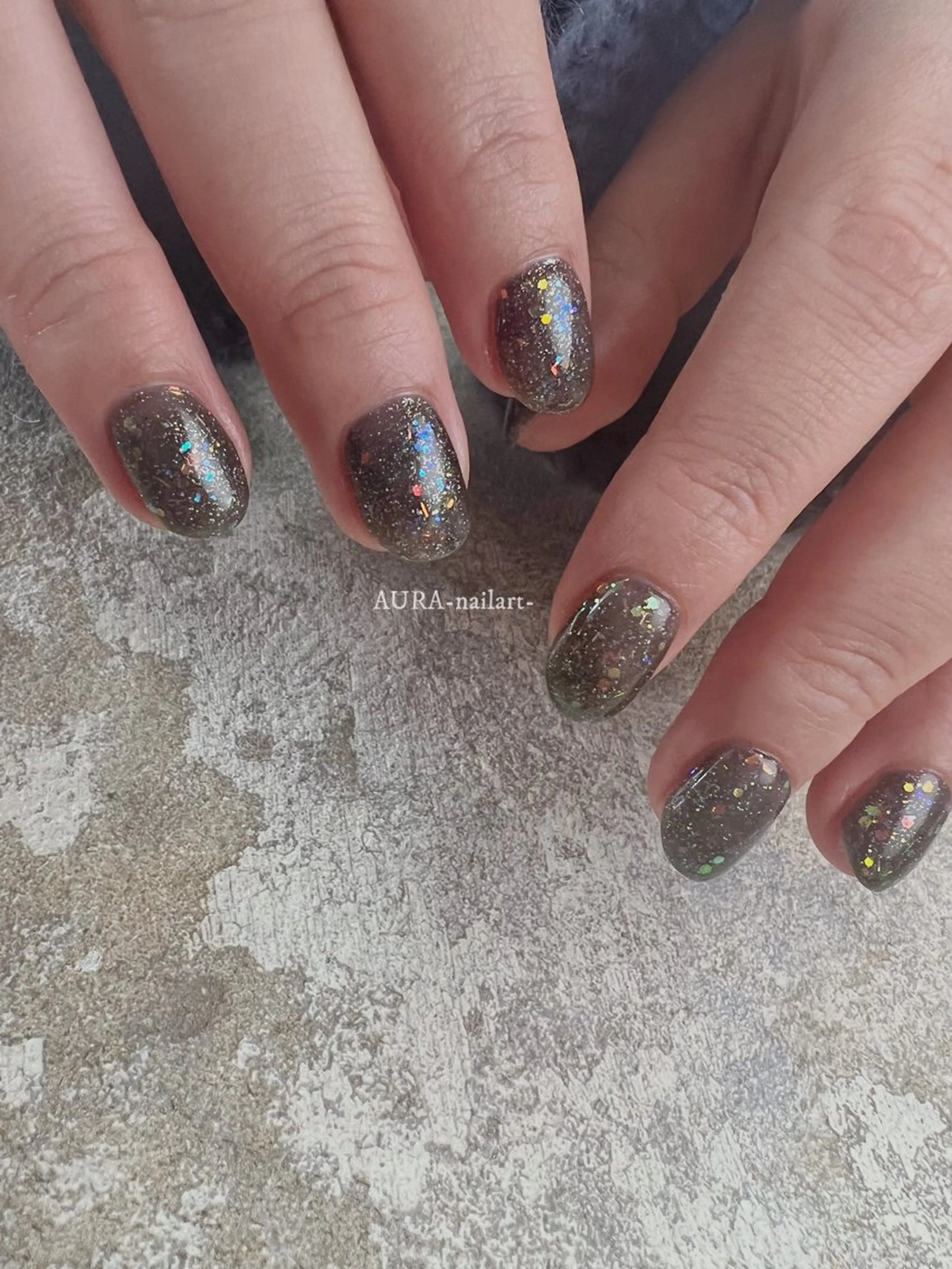 カラー ハンドネイル AURA nailartのネイルデザイン