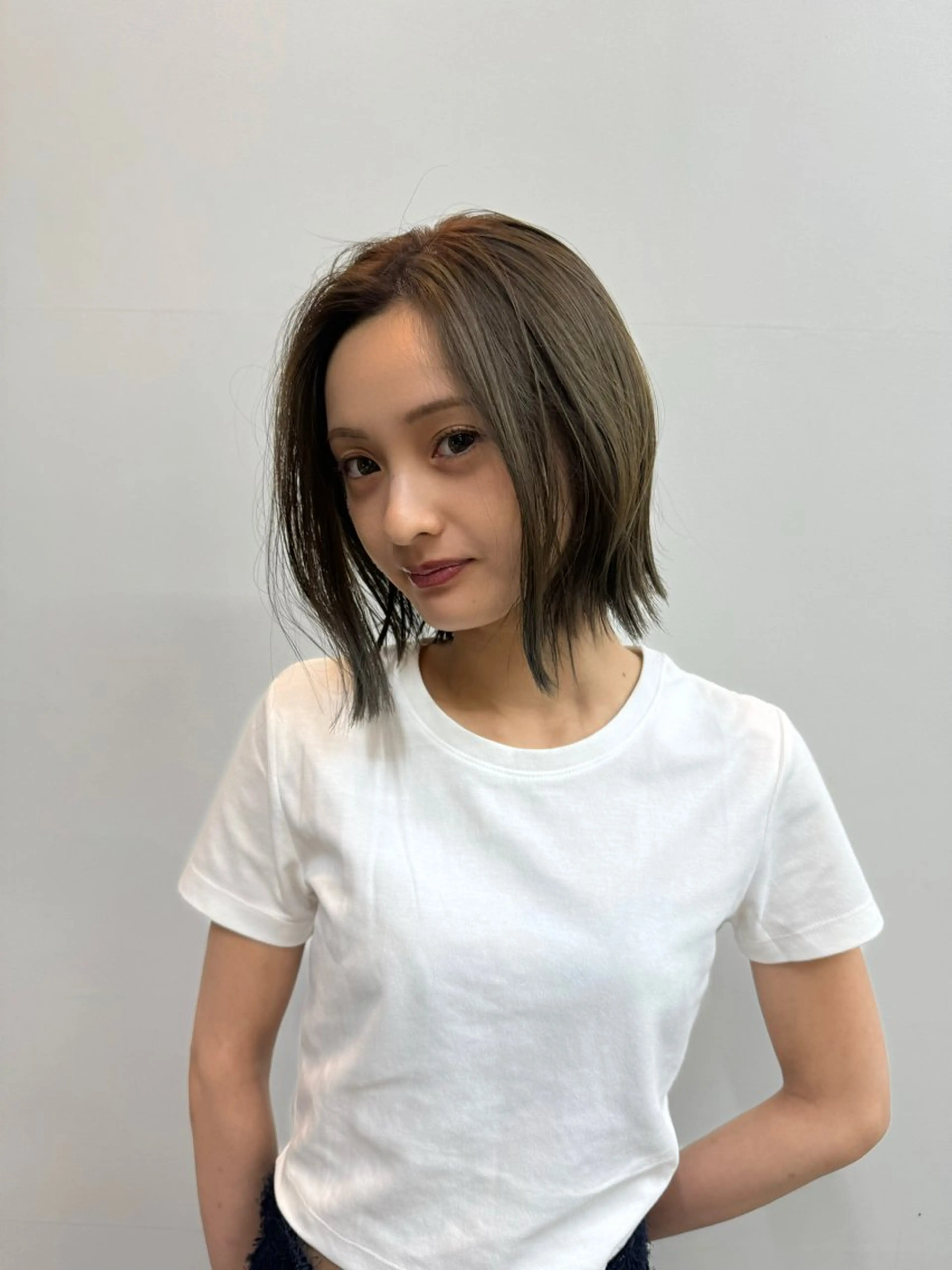 ミディアム カラー カット ヘアカラー 清水愛果/オリーブ カラー/透明感カラーのヘアスタイル