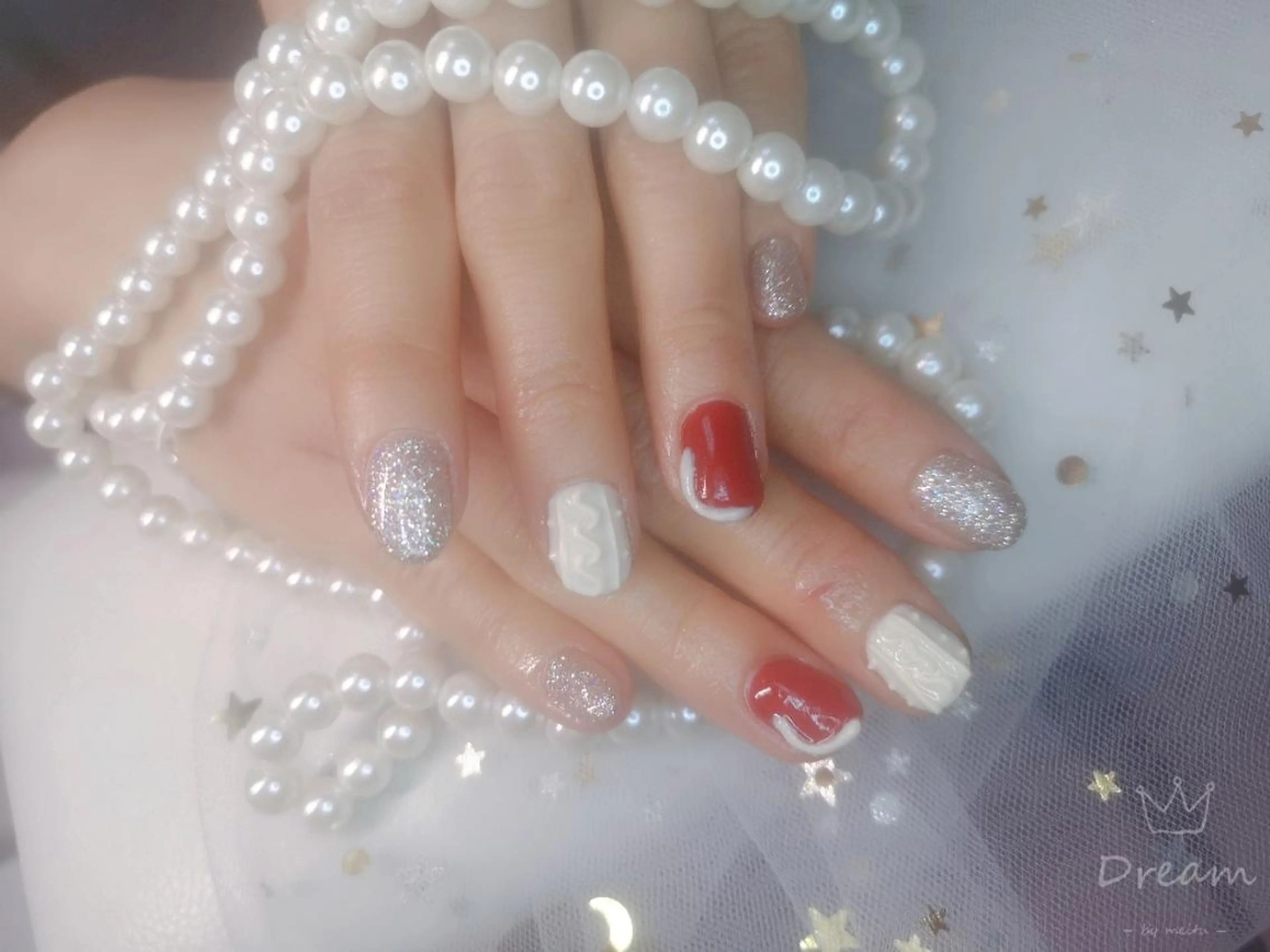 ショート ネイル 冬ネイル ネイリストゆか💅 長さだし、深爪矯正のネイルデザイン