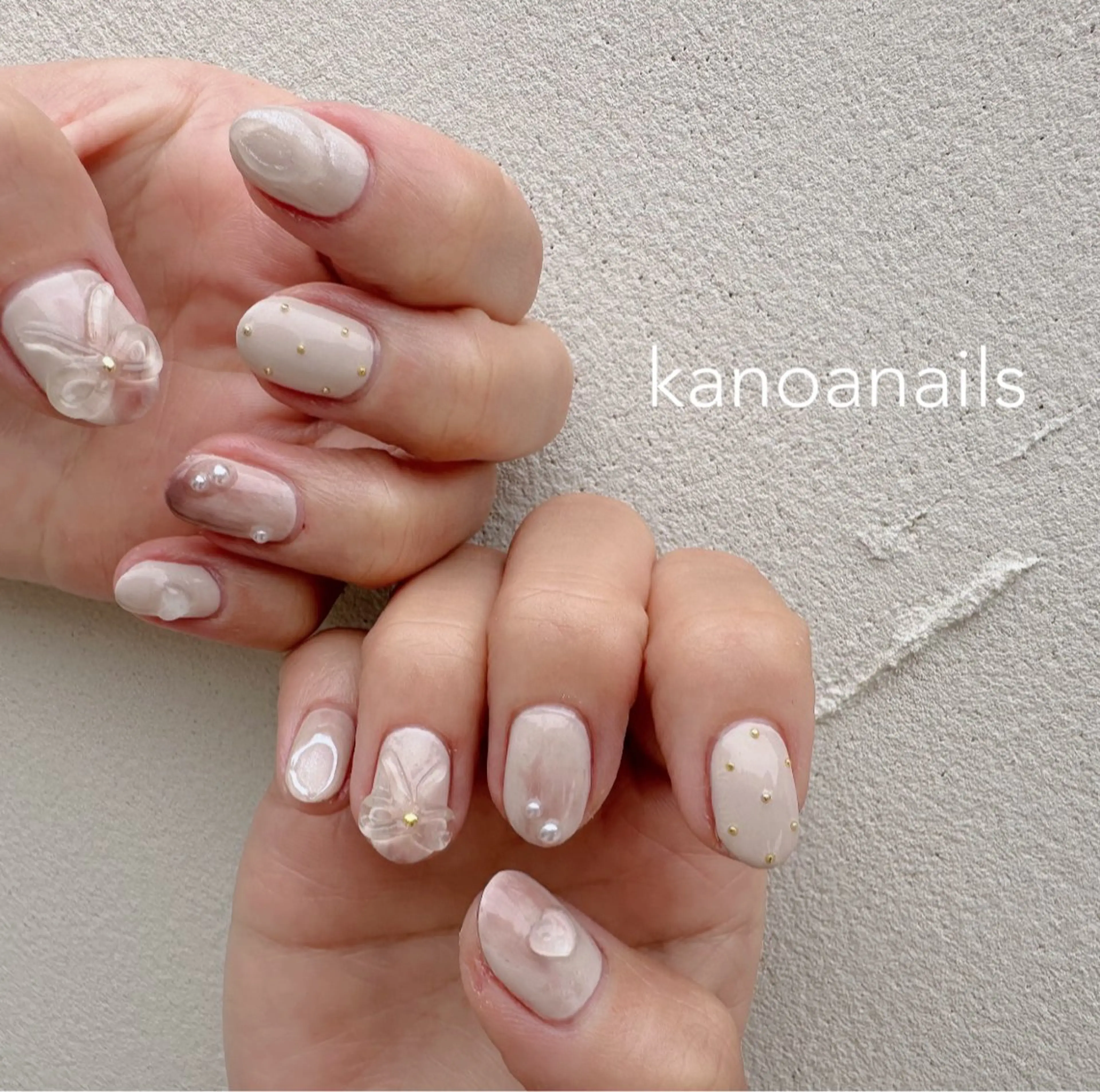 ネイル クリアネイル ジェルネイル ガーリー リボン ハンドネイル megu_ kanoanailのネイルデザイン