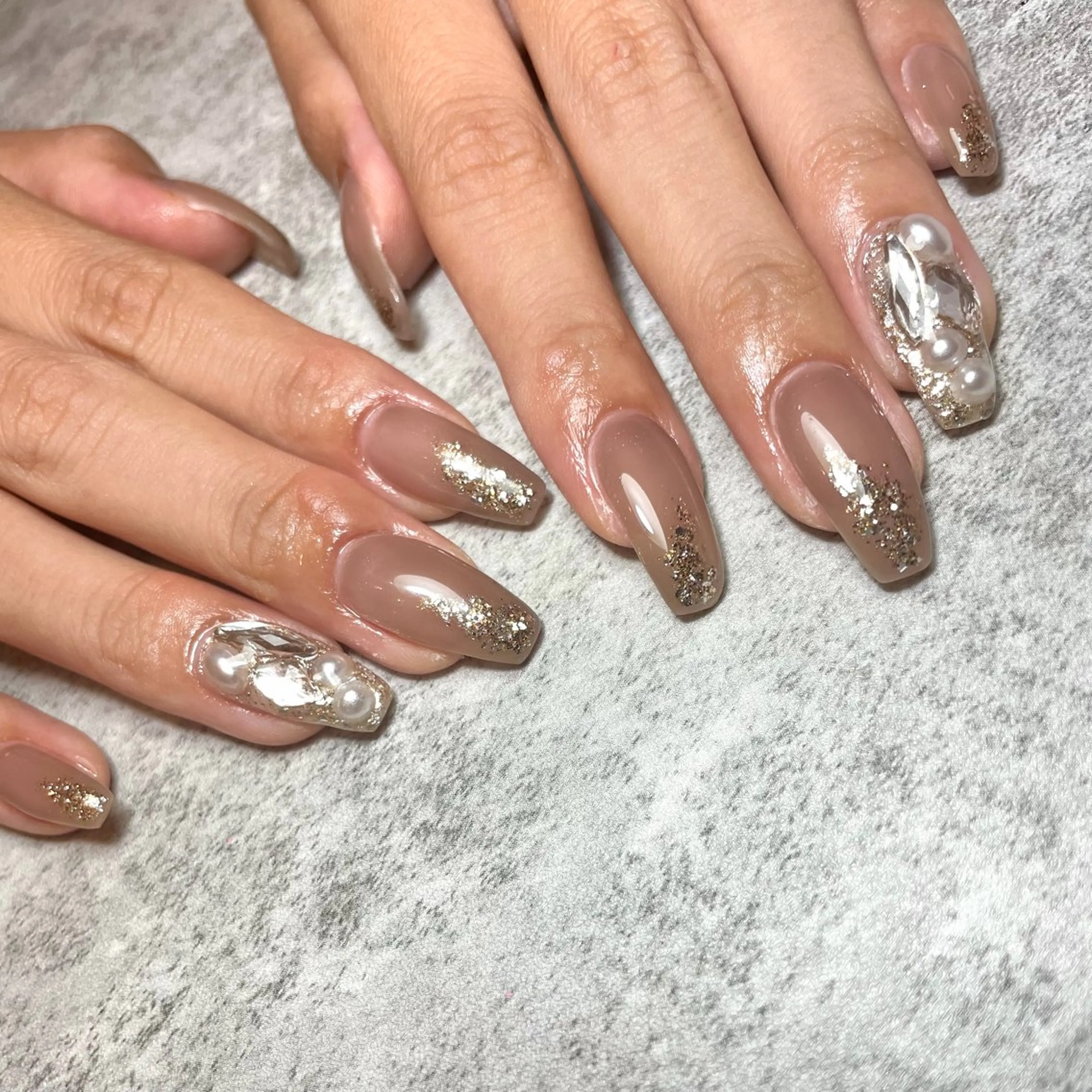 ネイル ブラウン クリアネイル Mii nailのネイルデザイン