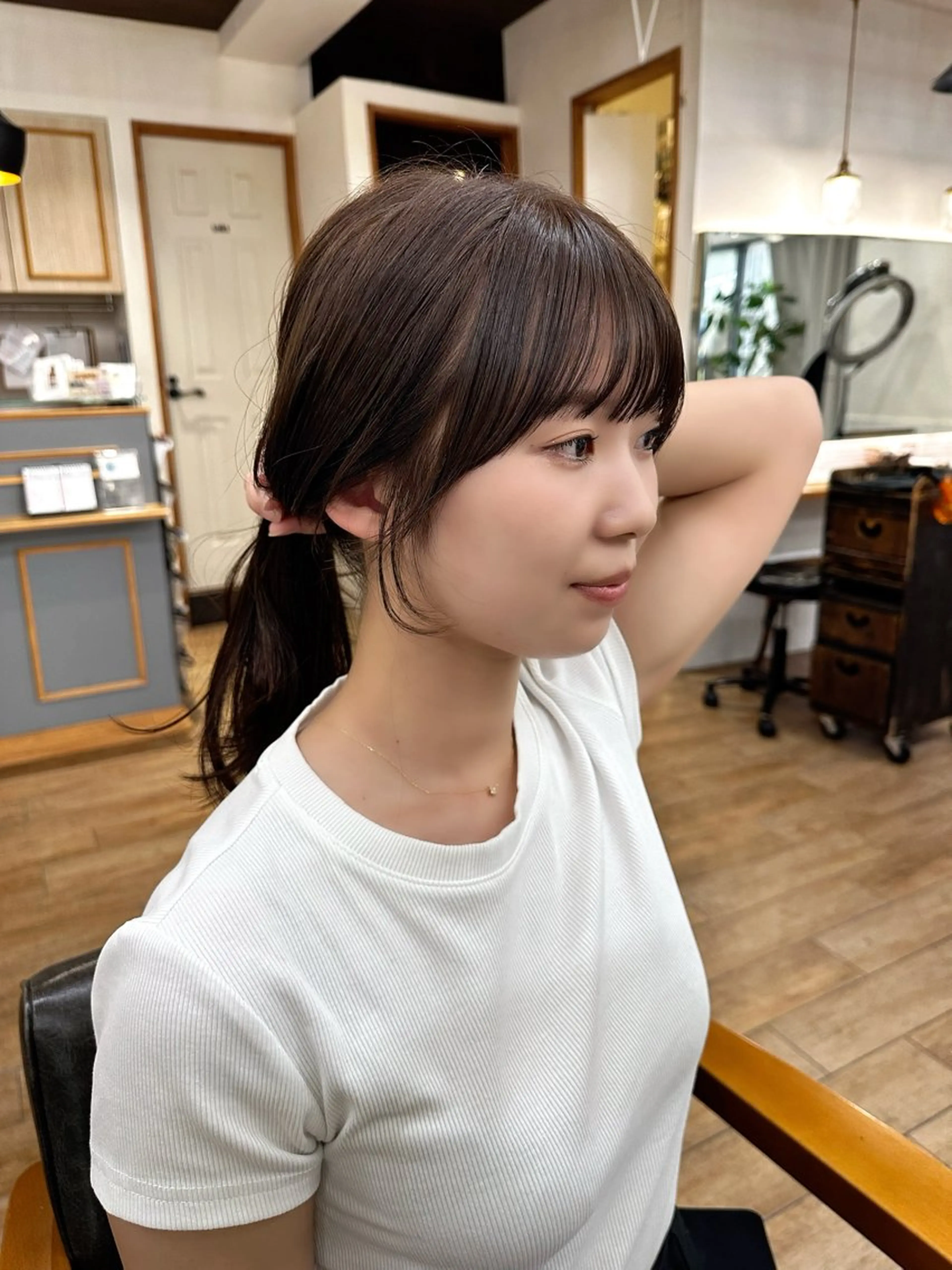 セミロング カラー パーマ ヘアアレンジ メンズ キッズ 小顔顔まわり/ レイヤーカット🌿のヘアスタイル