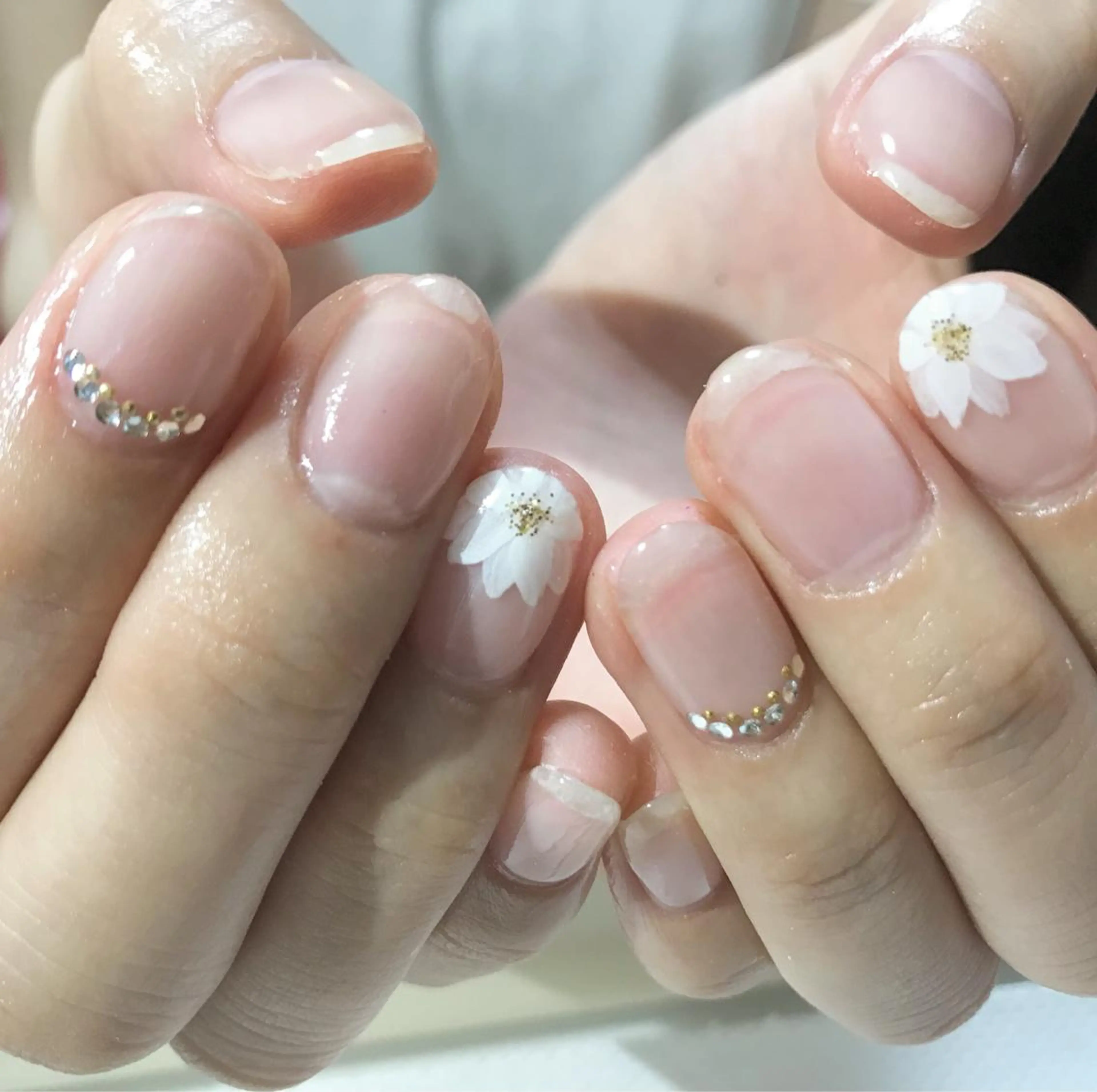 ネイル クリアネイル フラワーネイル フットネイル シンプルネイル 春ネイル ネイル フフラ所属・nail fufla ♡yamane♡のネイルデザイン