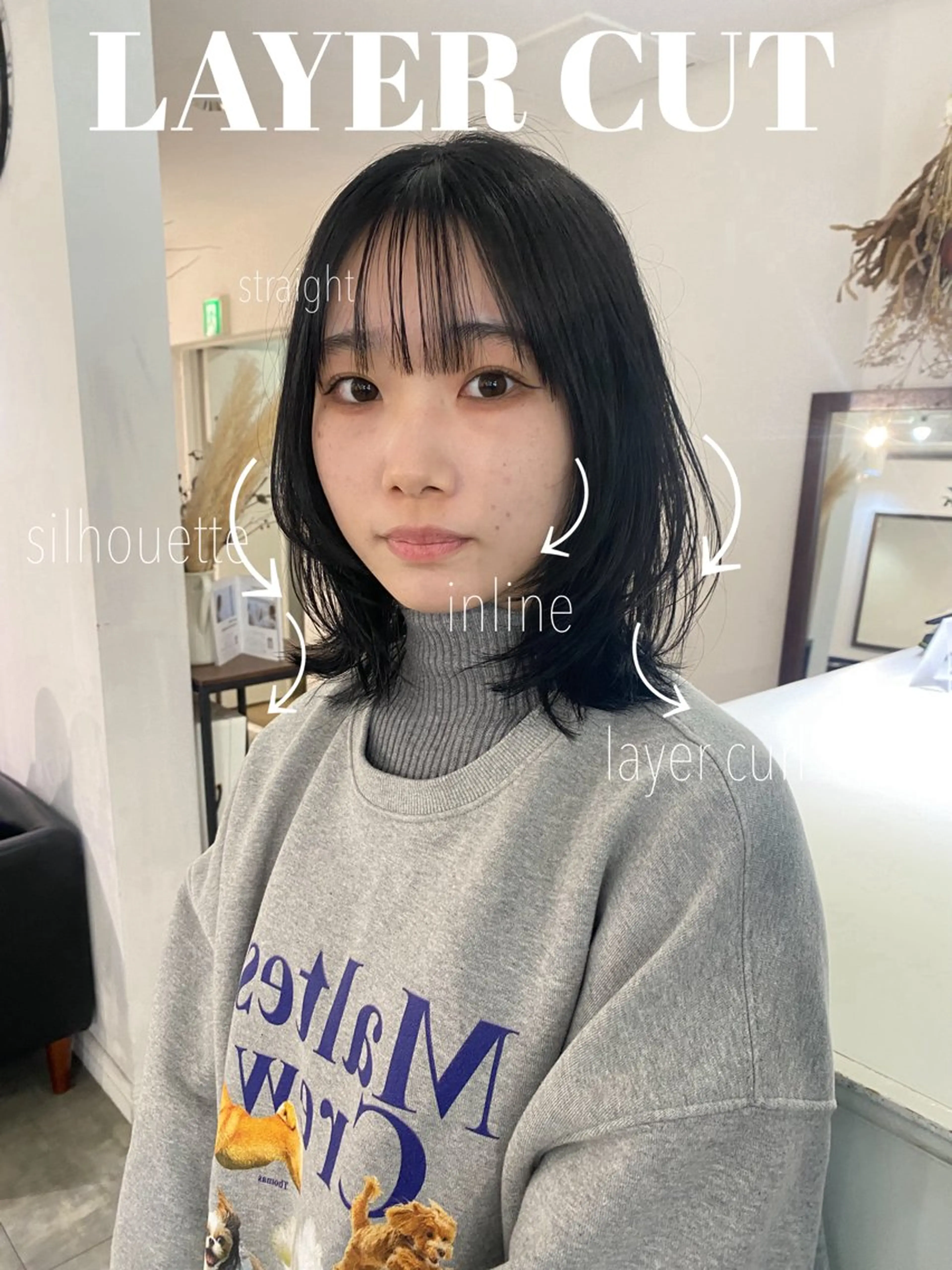 ミディアム カット ヘアカラー ちばた/レイヤー 似合わせ/大阪中津のヘアスタイル