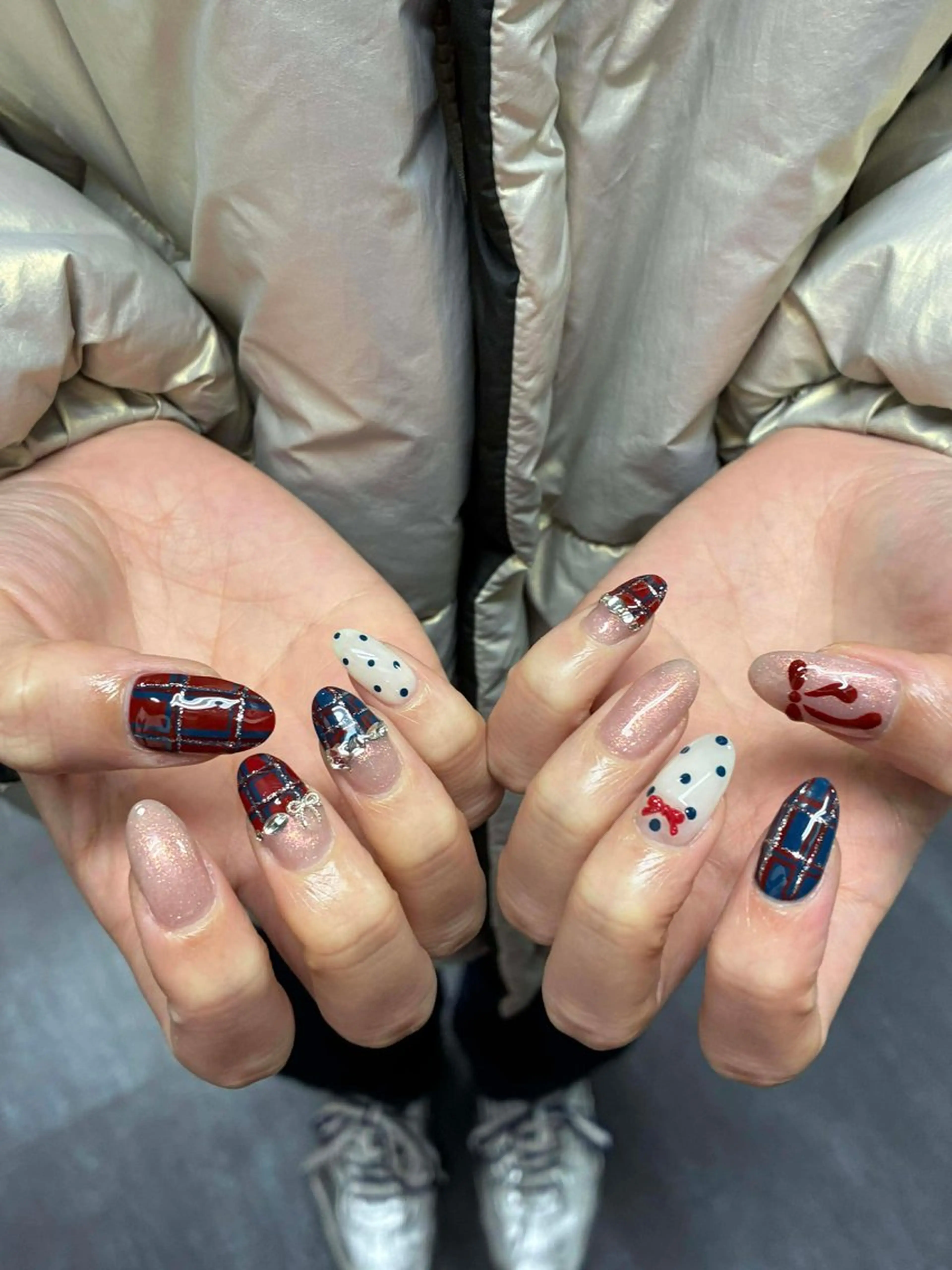 ネイル 韓国ネイル 持ち込み ニュアンスネイル ネイルチップ 冬ネイル RINN ANA.CHUOのネイルデザイン