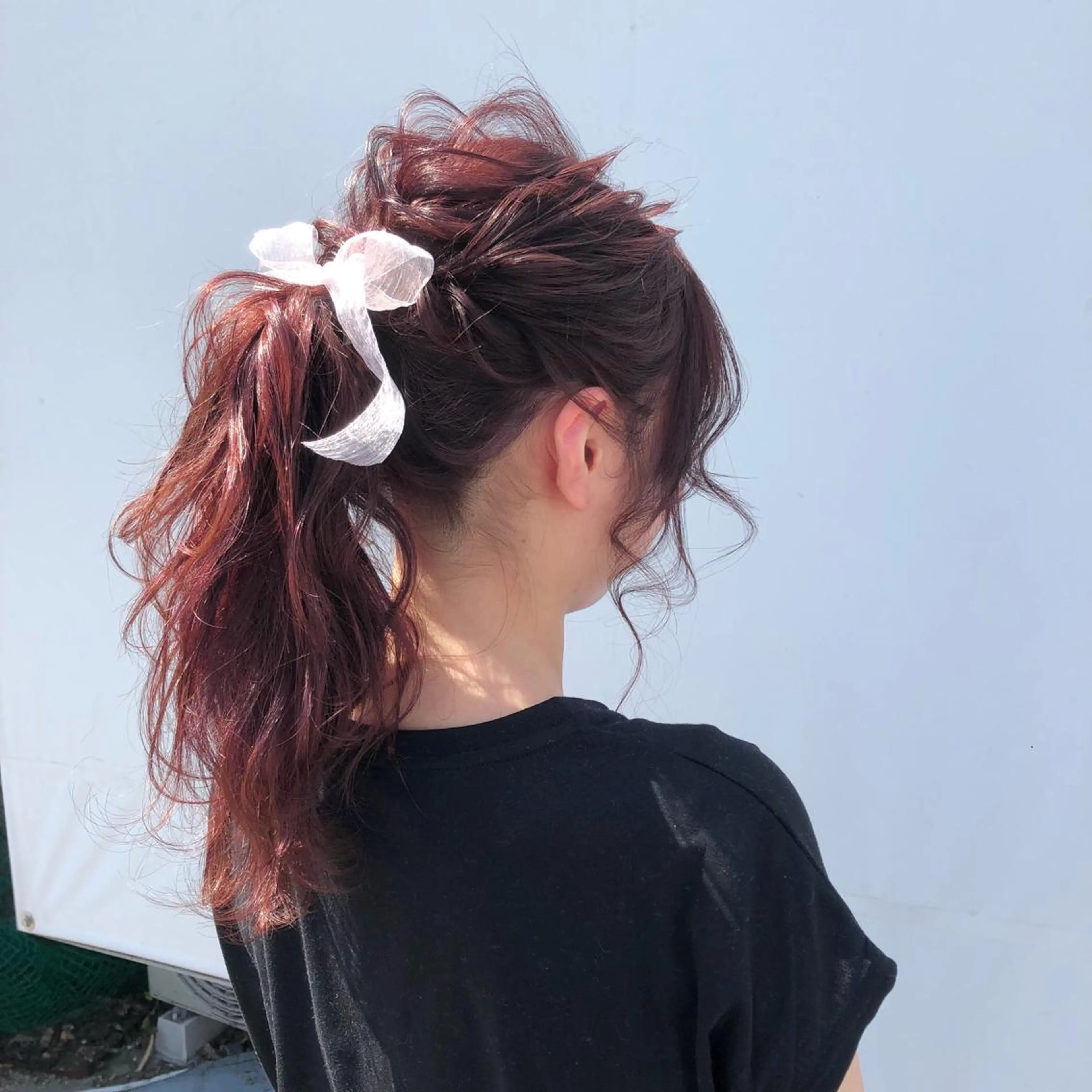 ロング カラー ヘアアレンジ ポニーテール ピンクカラー autre所属・大久保 ひでなりのヘアスタイル