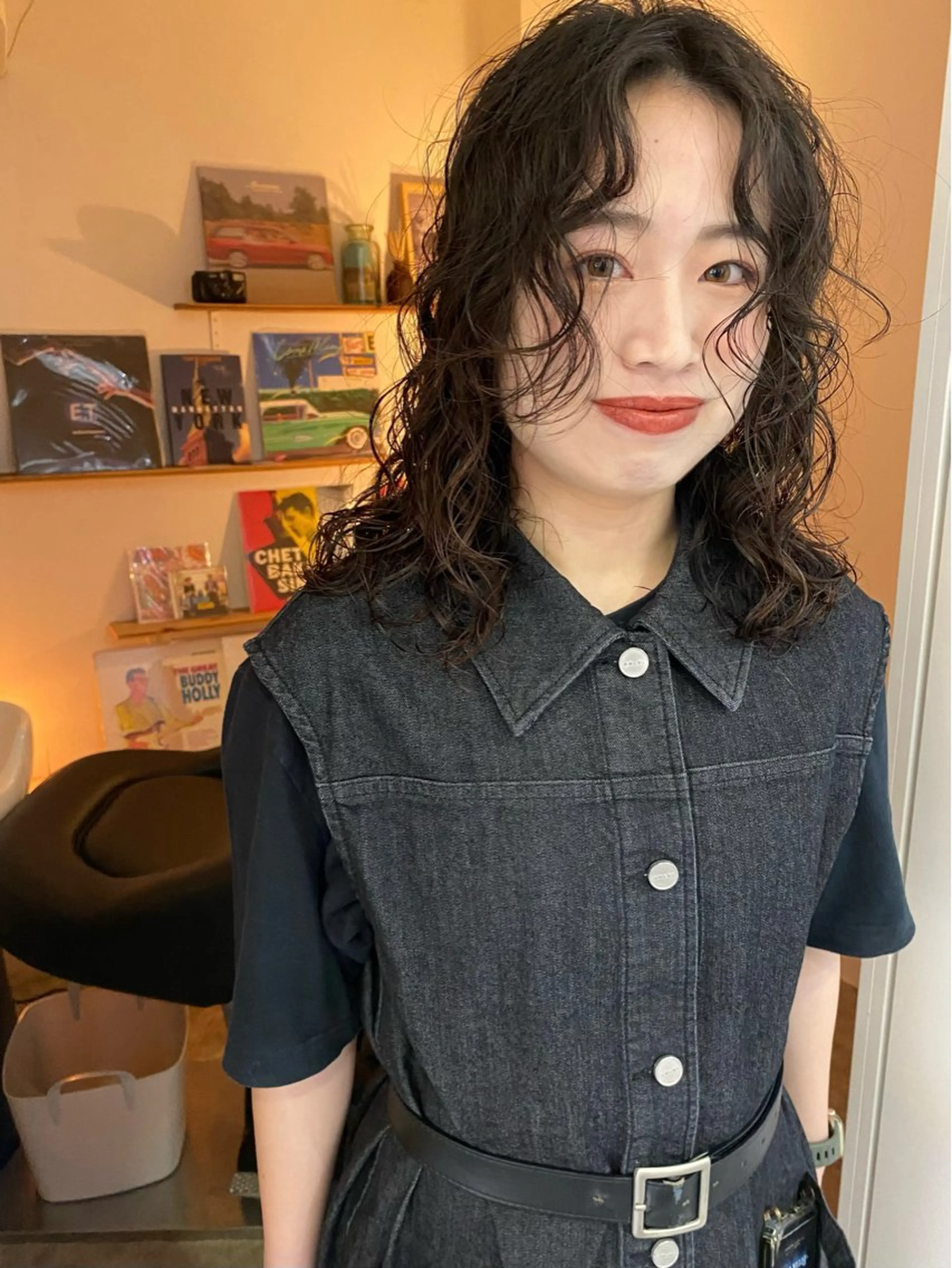 ミディアム パーマ ミディアムパーマ カット パーマ トリートメント 森貴裕/ベージュ/ パーマ/オリーブのヘアスタイル