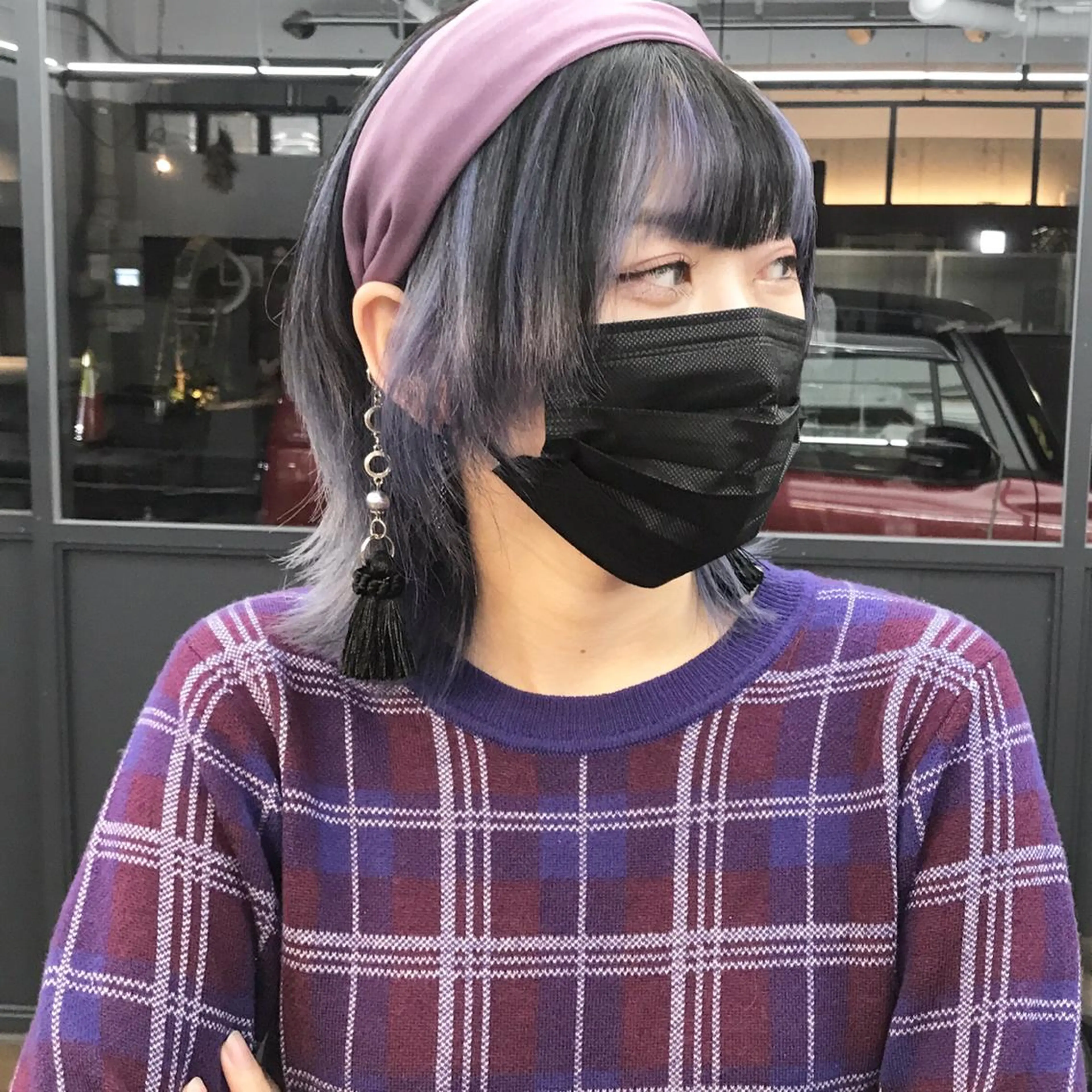 ミディアム カラー デザインカラー パープルカラー ウルフカット カット ヘアカラー トリートメント ヘアセット ✂︎ウルフ・ショート ✂︎MIKUNIのヘアスタイル