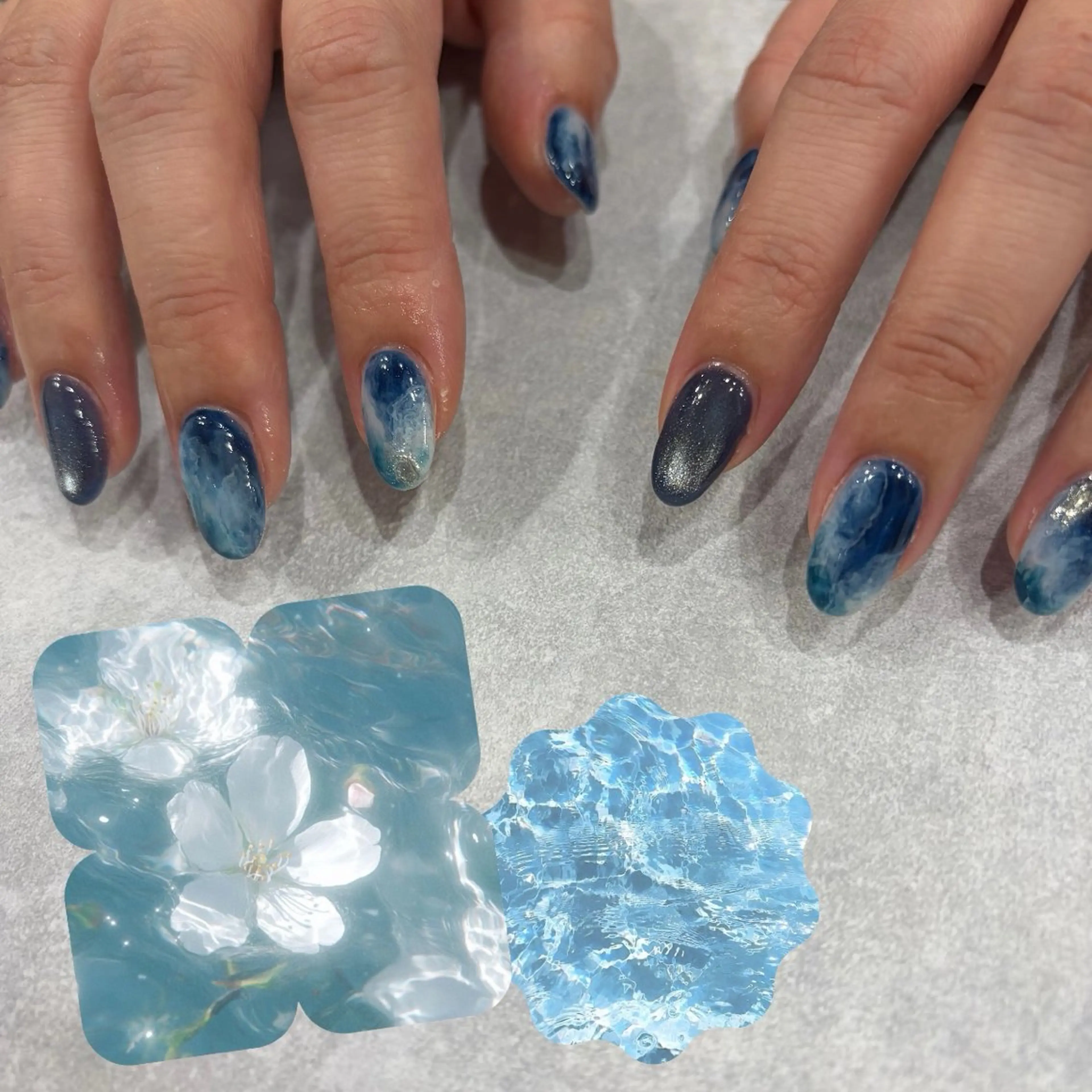 ネイル ブルー マグネットネイル ハンドネイル 阿部 ほのかのネイルデザイン